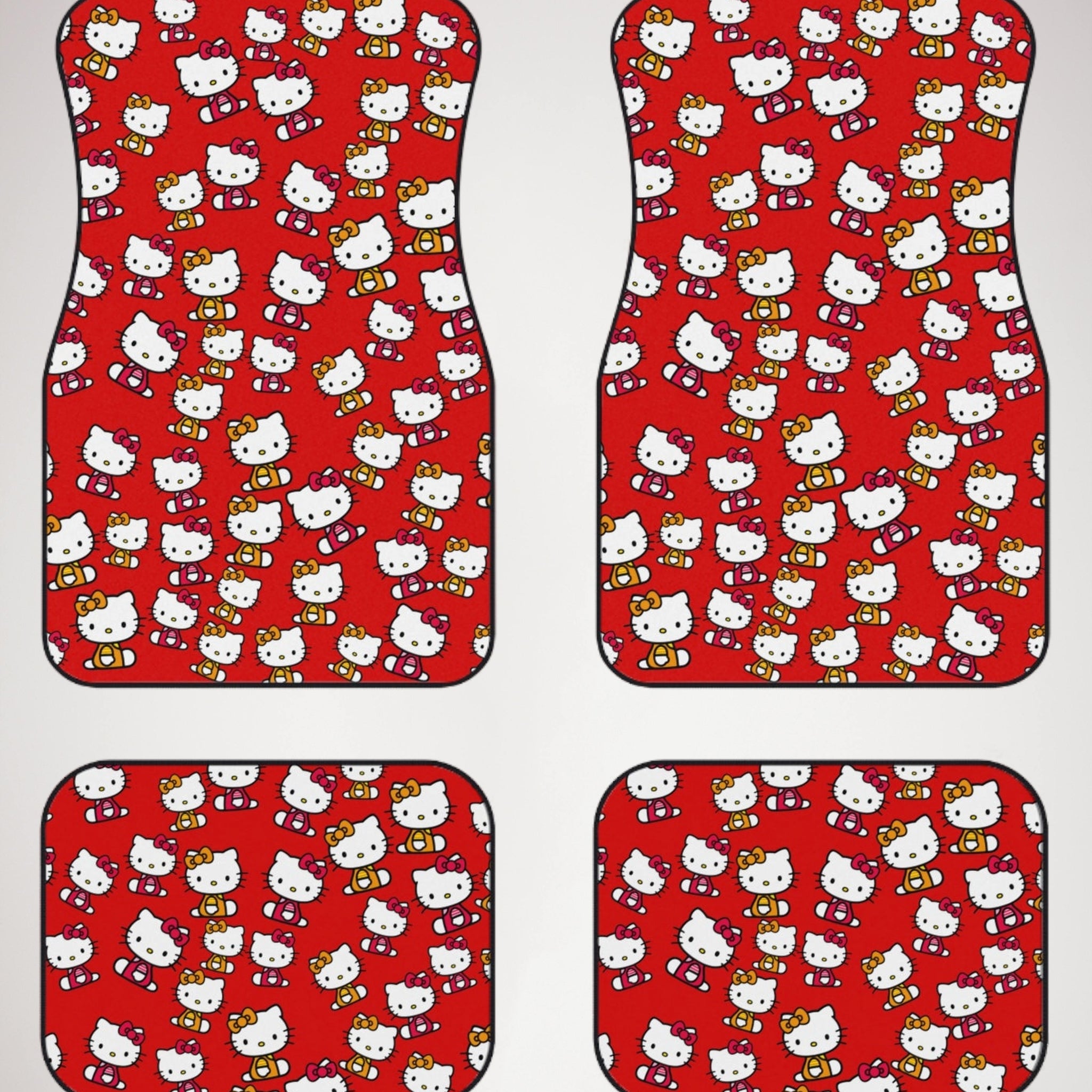 Car mats (set of 4) kitty two colors red