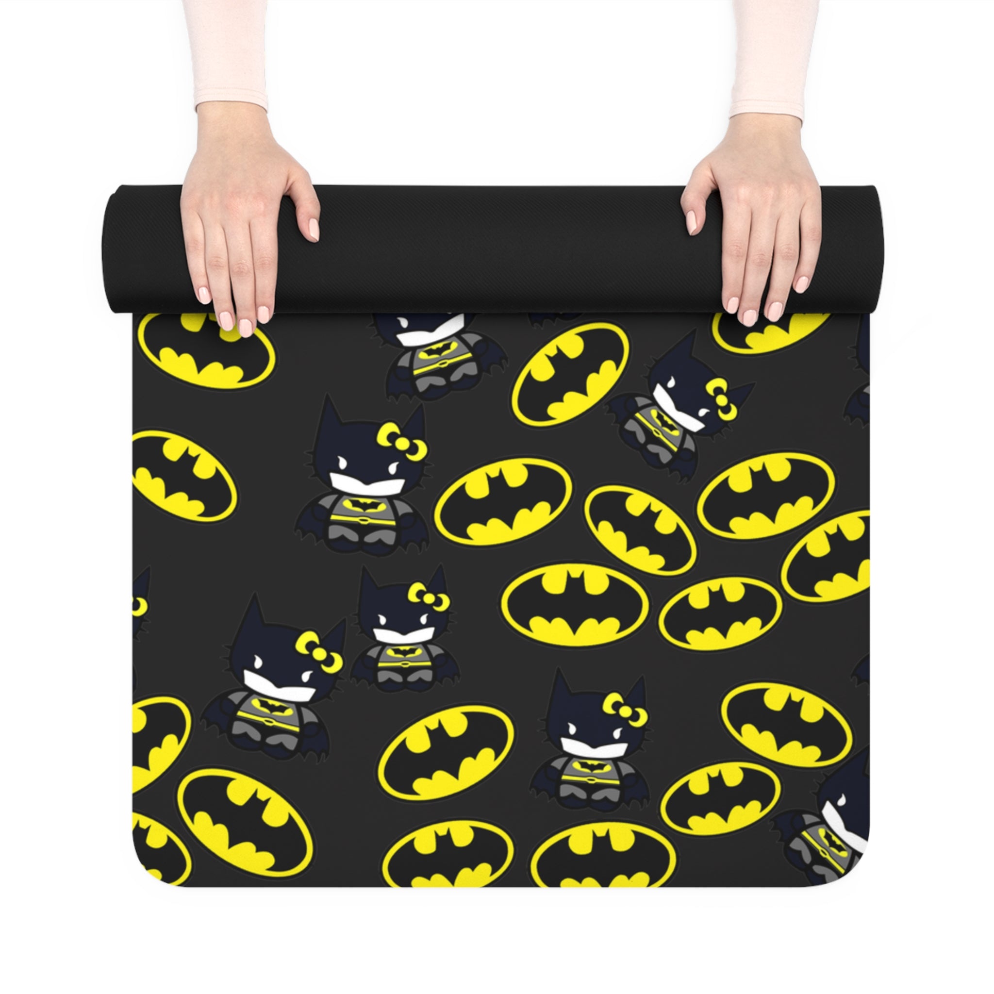 Rubber yoga mat batman kitty black