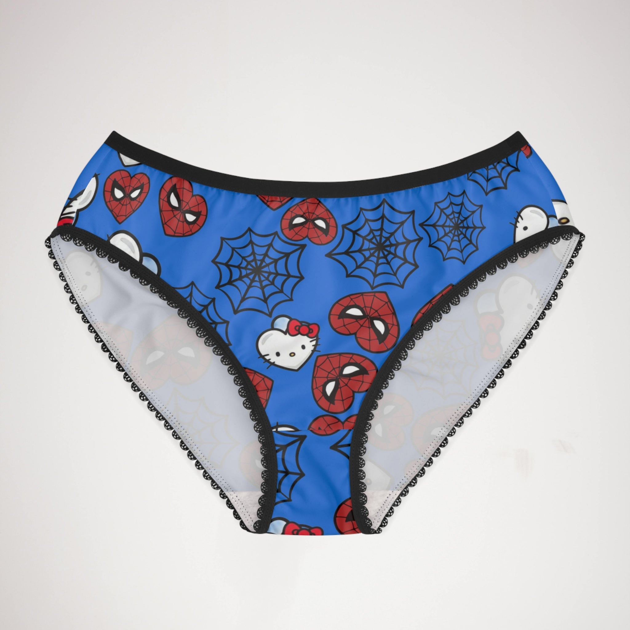 Women's briefs kitty spider web heart cyan