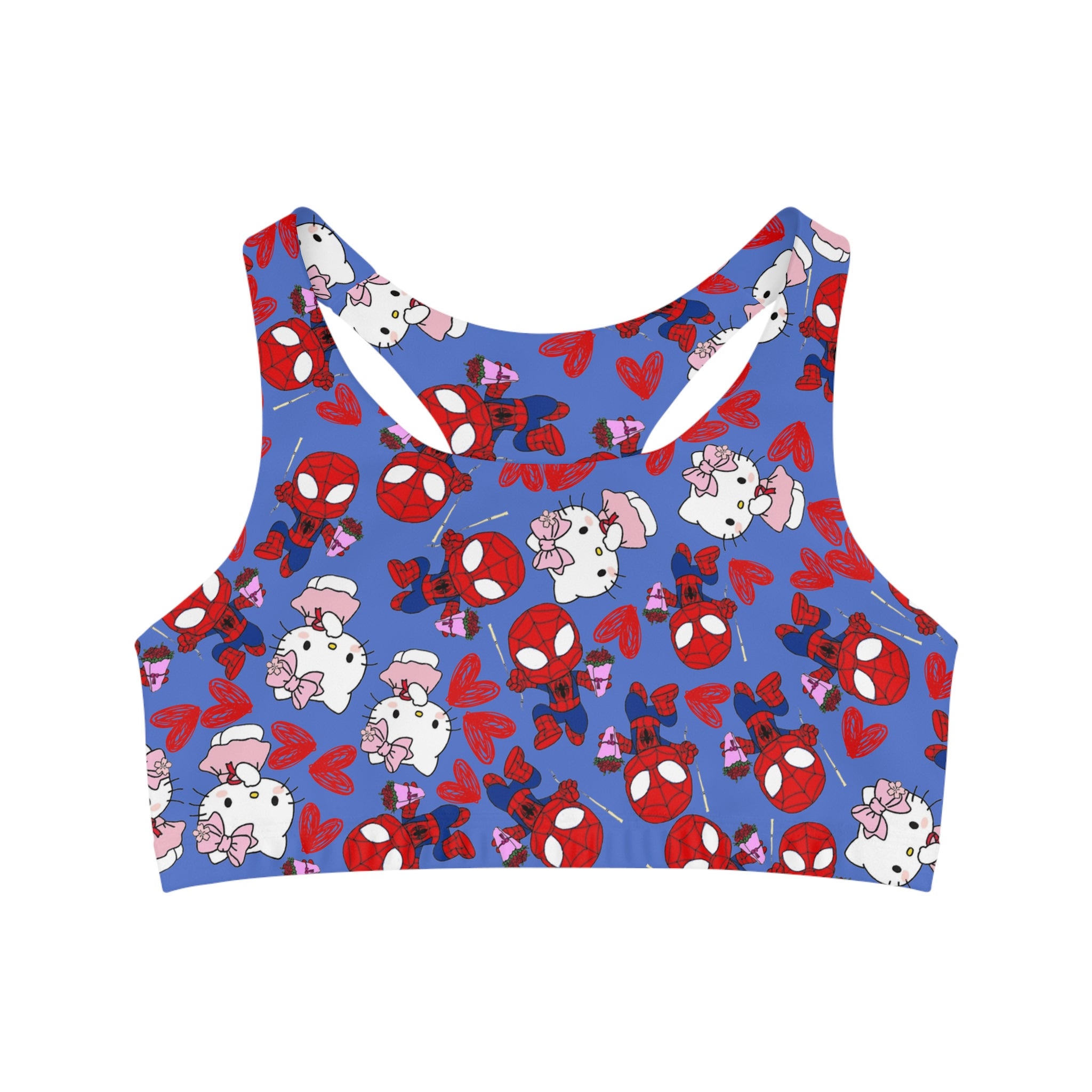 Sports bra spider kitty flower cyan