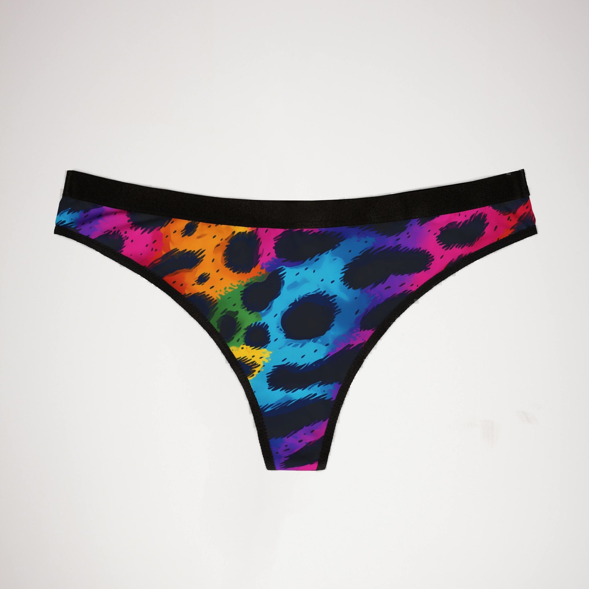 Women's thongs rainbow leopard
