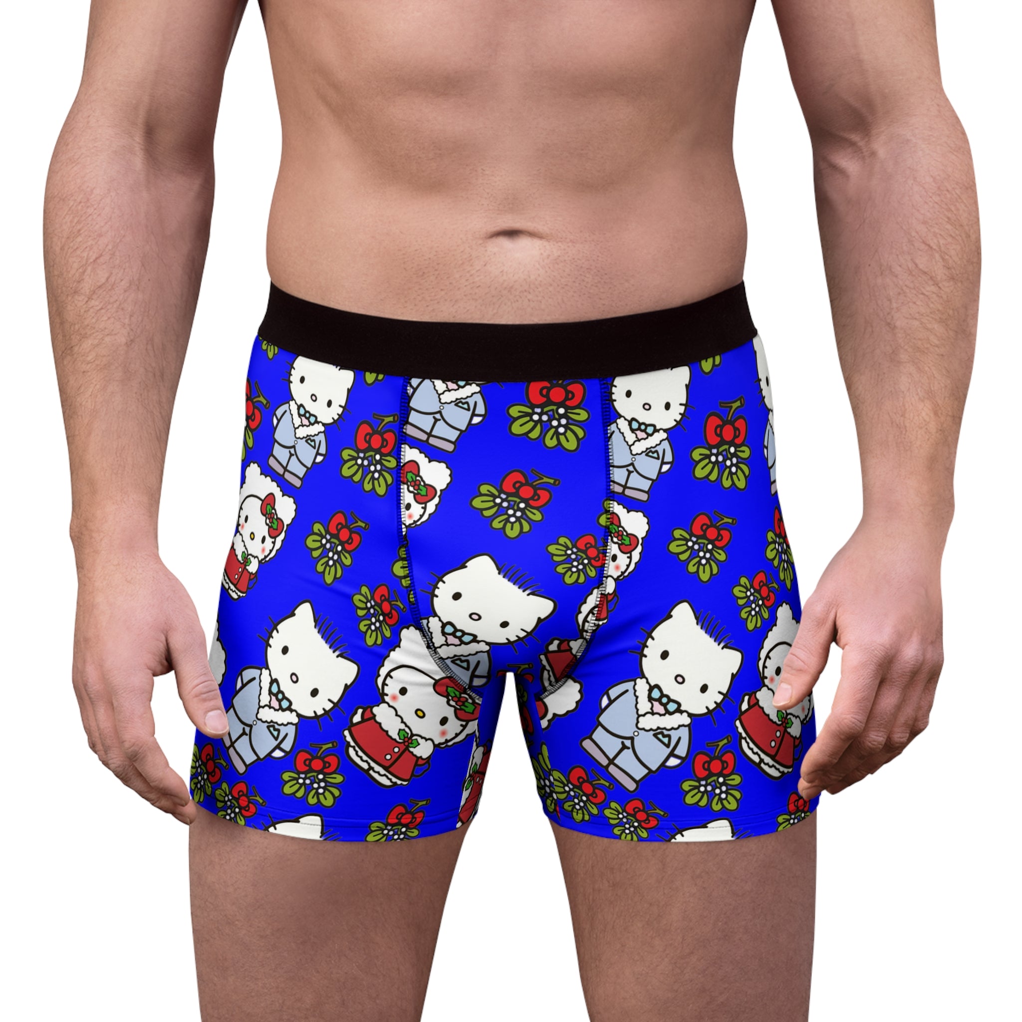 Men's boxer briefs kitty wedding valentine blue