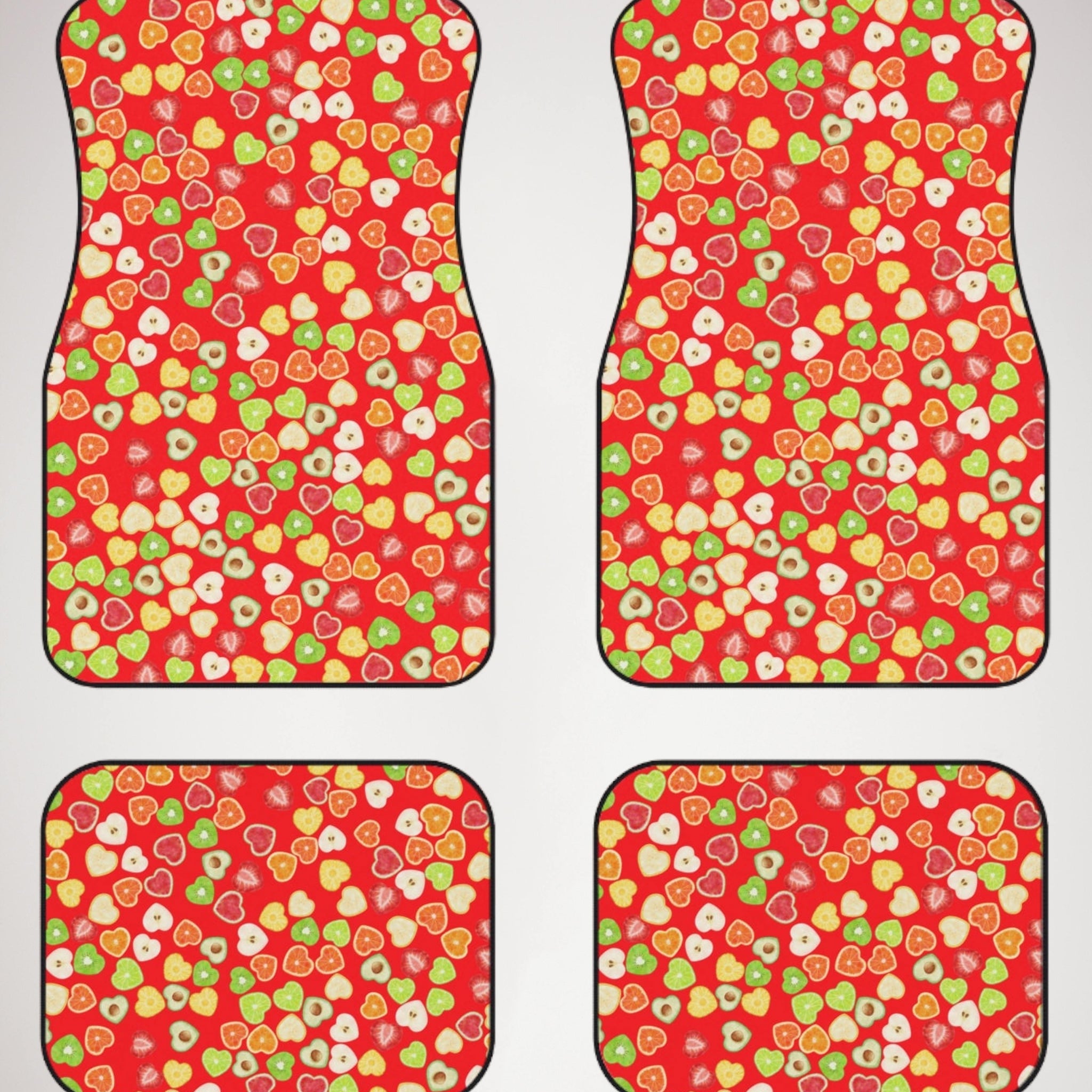 Car mats (set of 4) heart fruits red