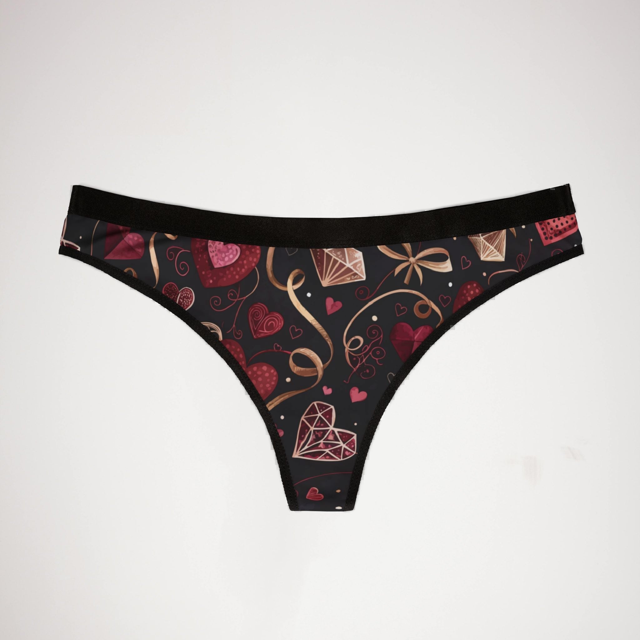 Women's thongs valentine heart retro three
