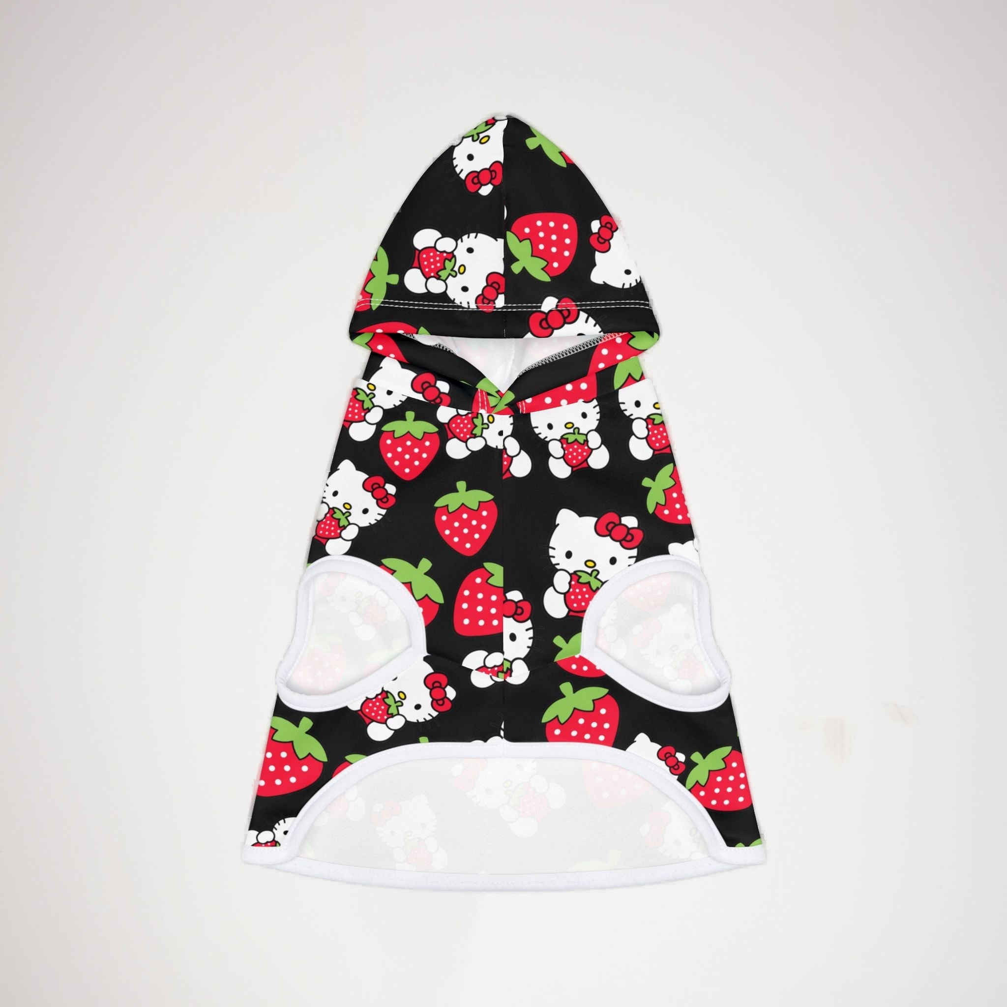 Pet hoodie kitty strawberry valentine love black