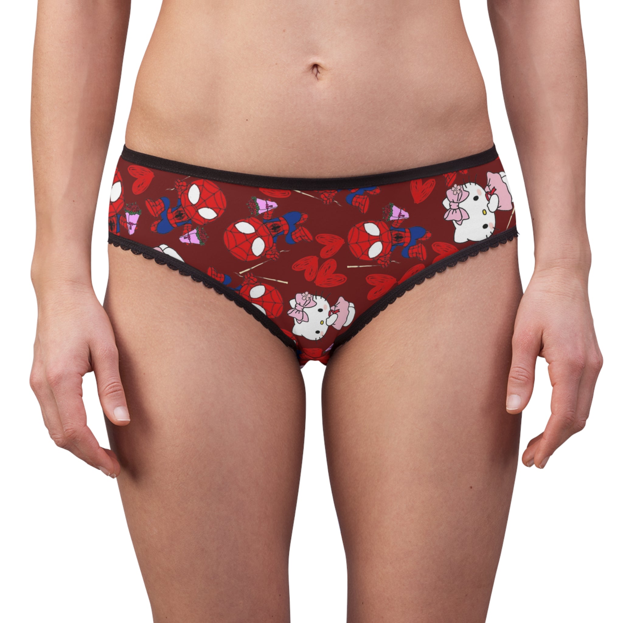 Women's briefs spider kitty flower red