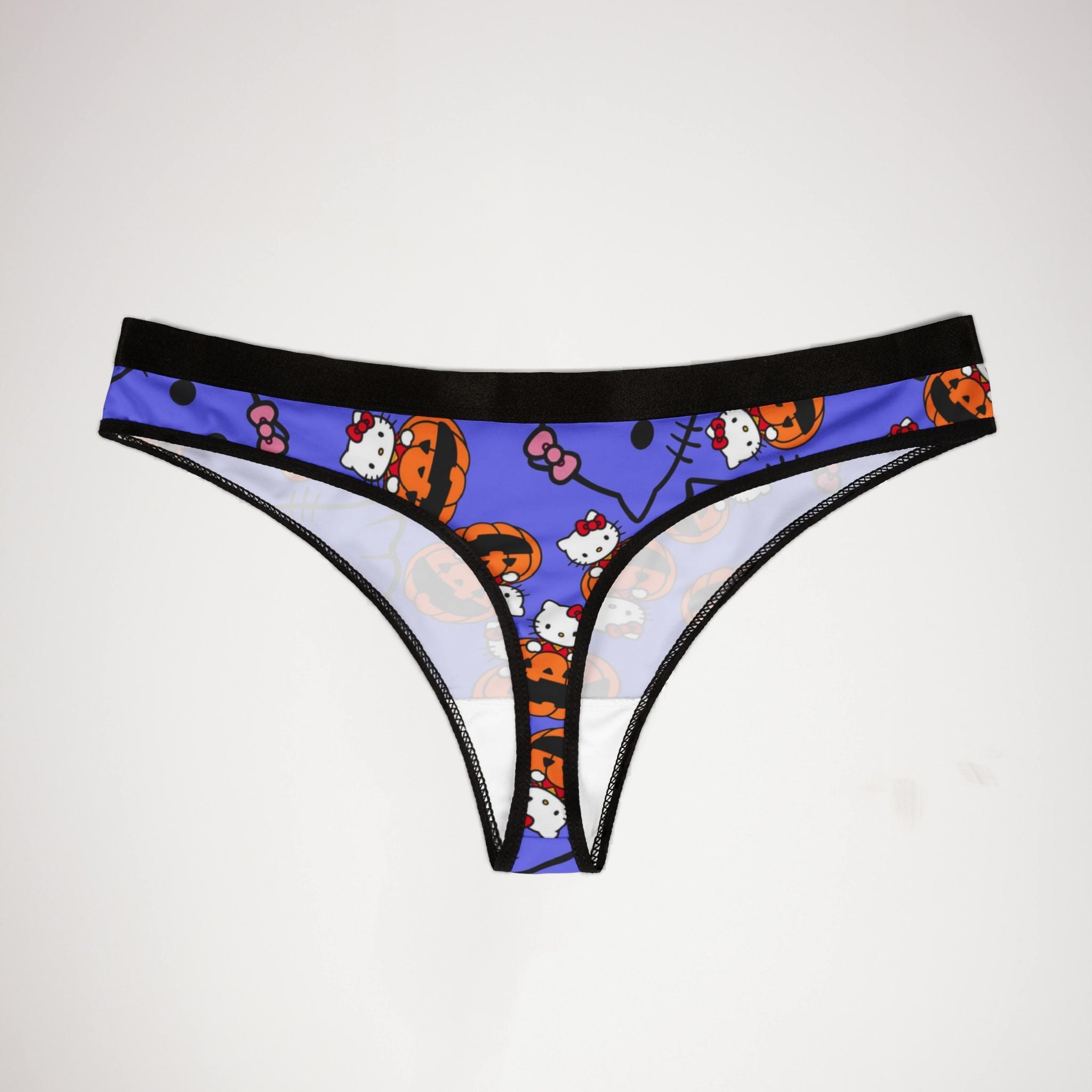 Women's thongs kitty pumpkin cute ghost blue