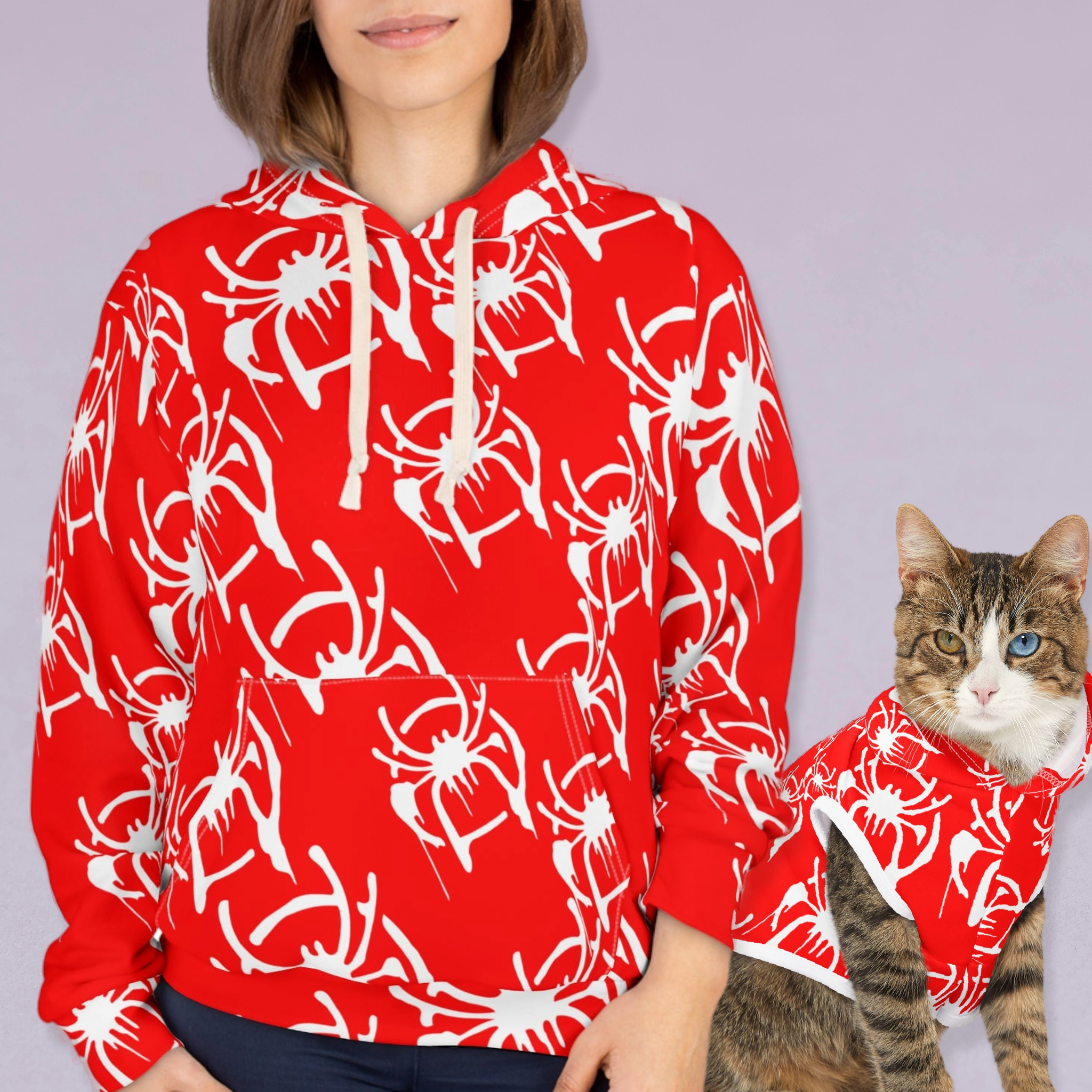 Matching Cat & Dog Pet and Owner Outfits only spider web unisex sweaters/hoodies