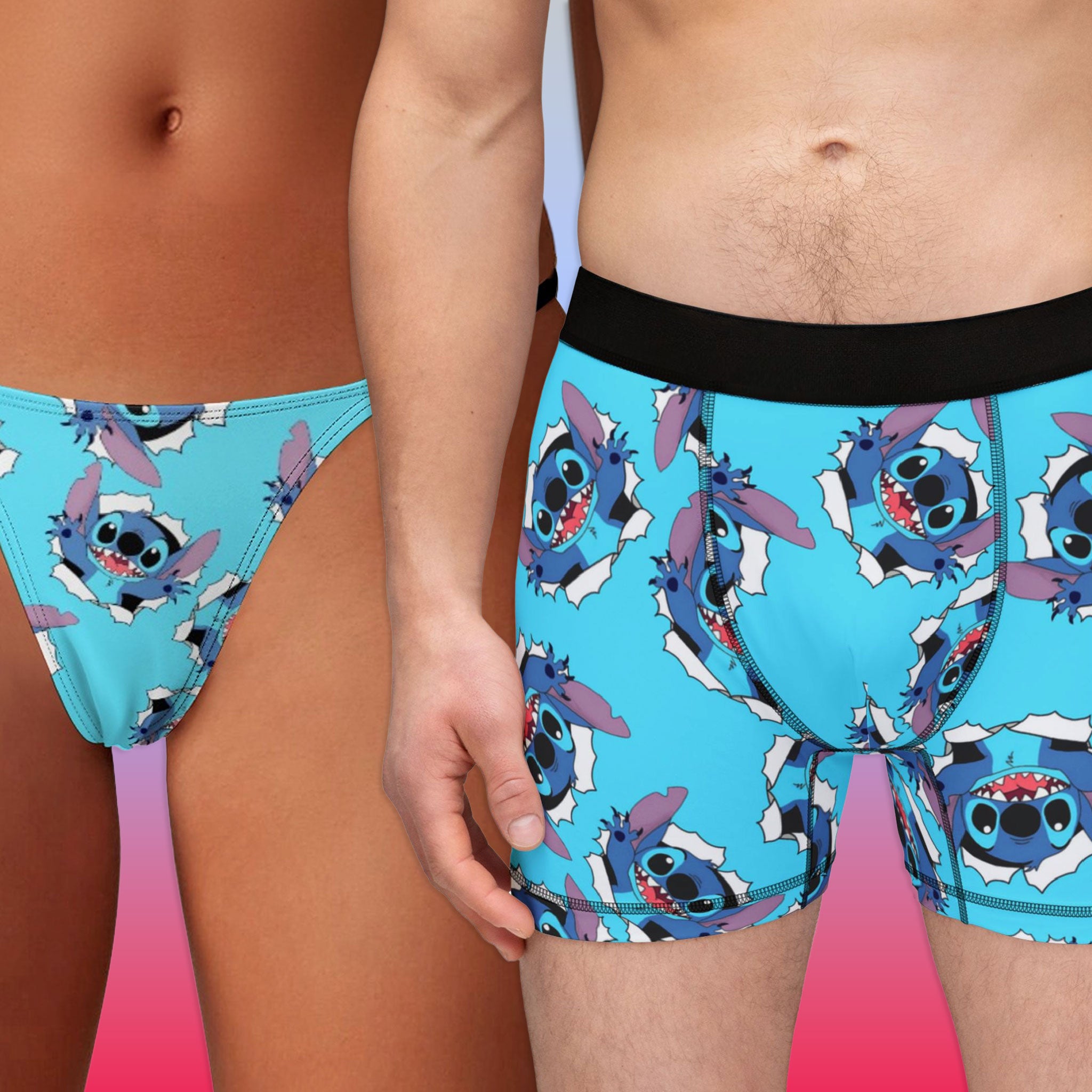 Couples matching stitch underwear, boxer & thin thong