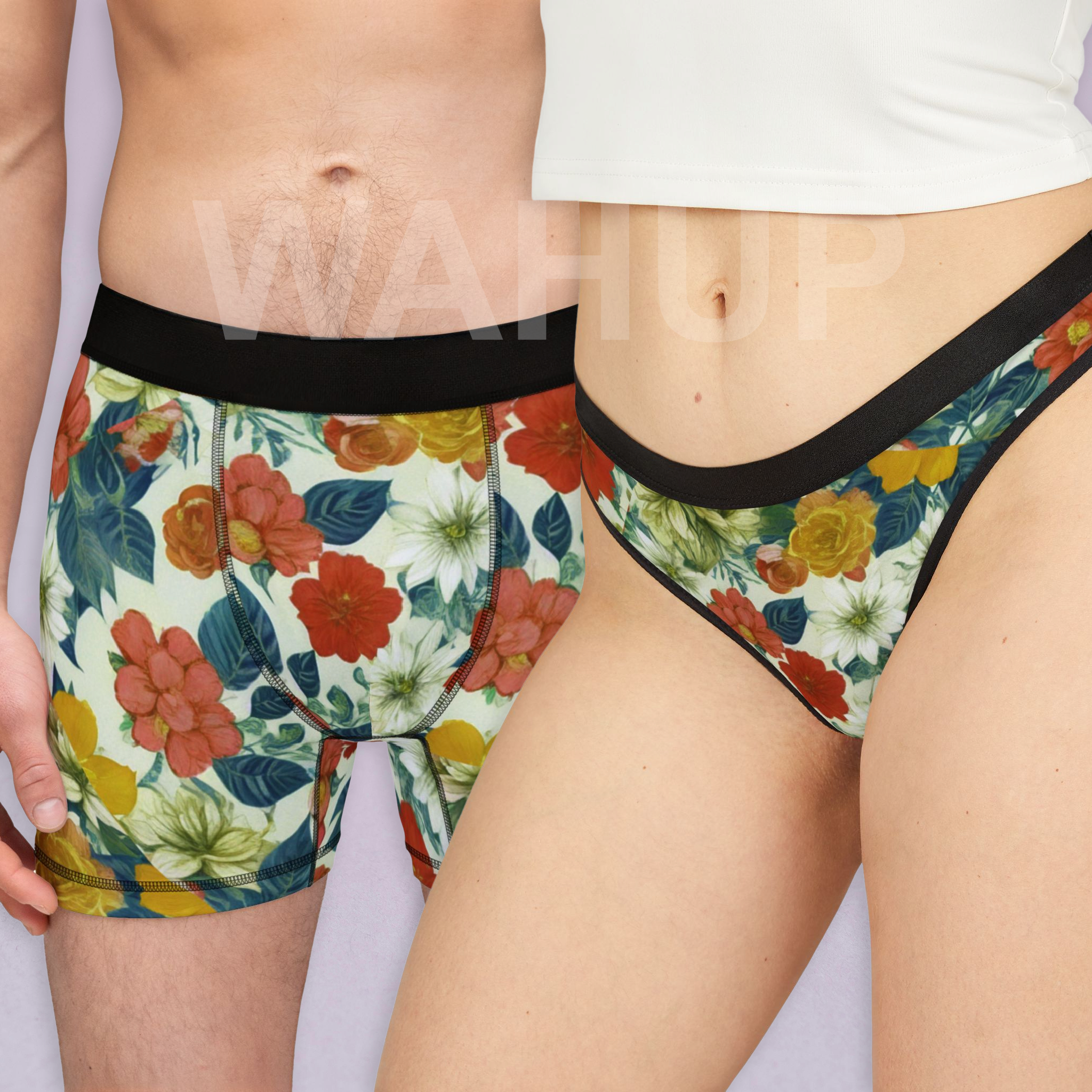 Matching underwear Floral Fall Beautiful for couples boxer & thong set