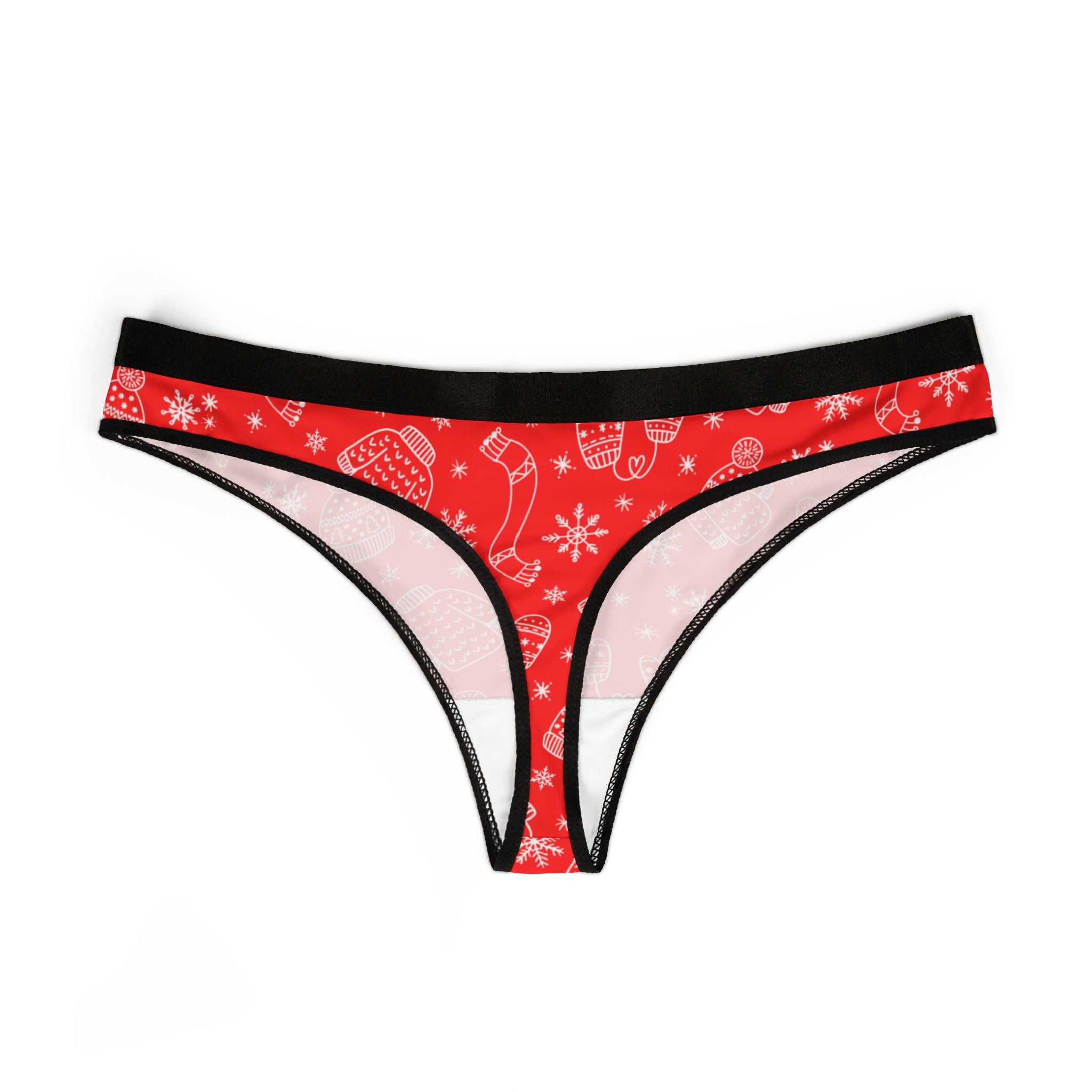 Women's thongs red white christmas