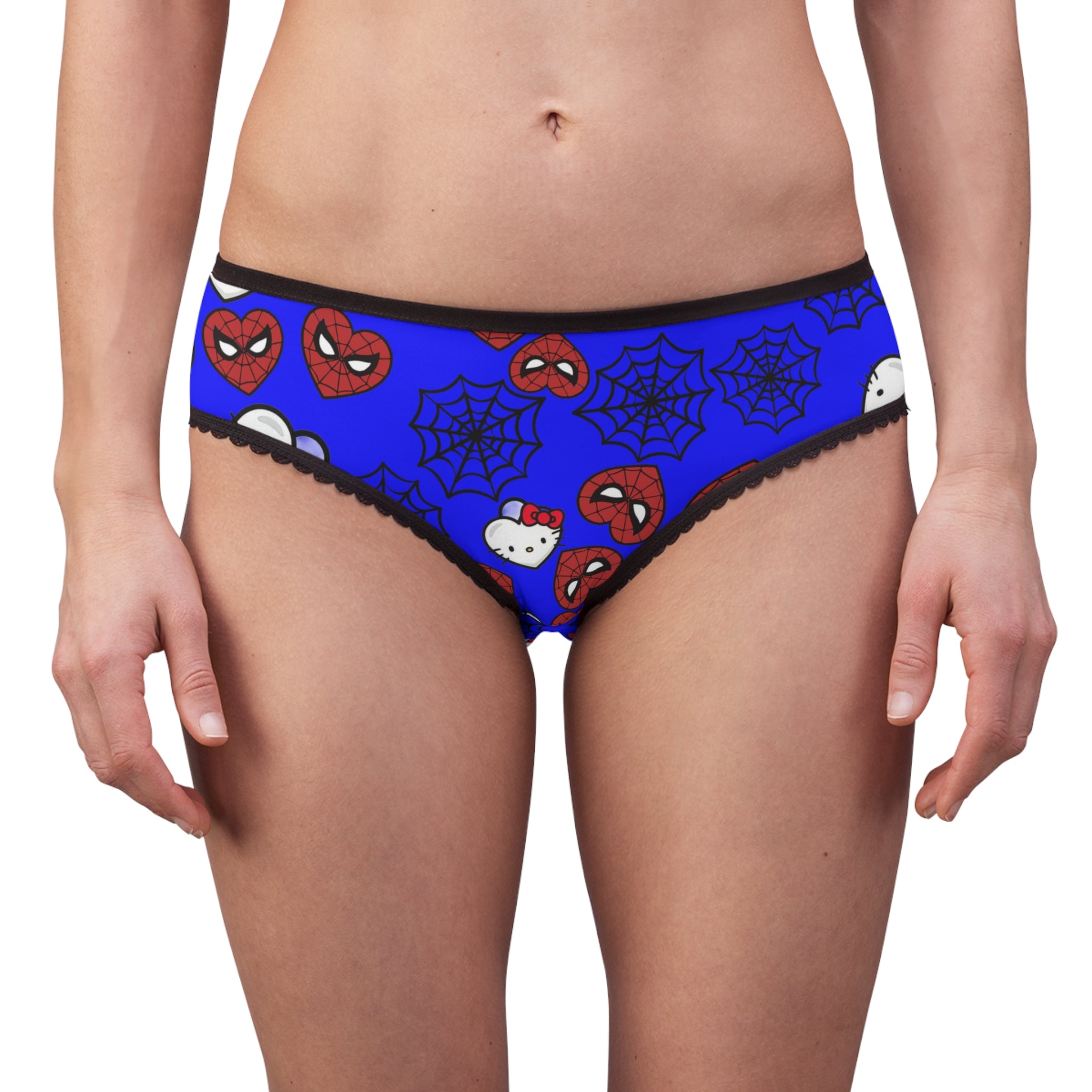 Women's briefs kitty spider web heart blue