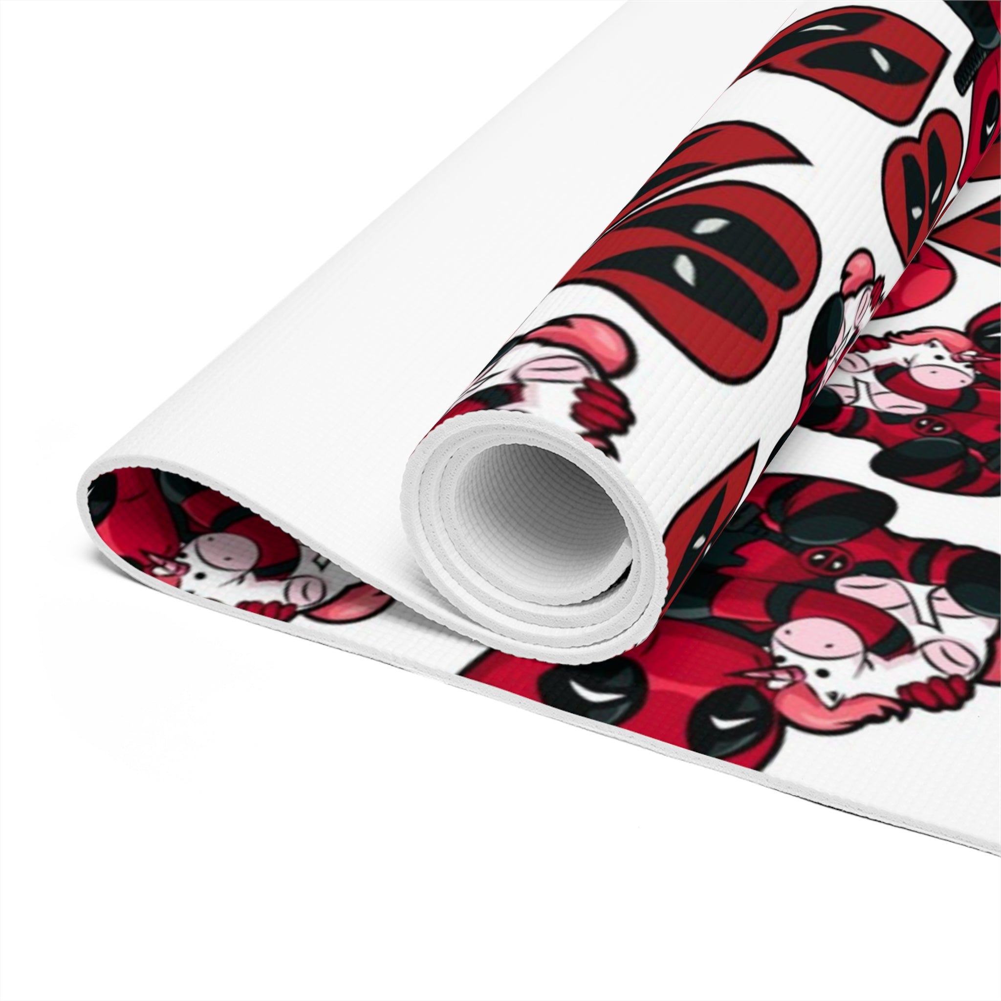 Foam yoga mat deadpool unicorn hearts valentine love white