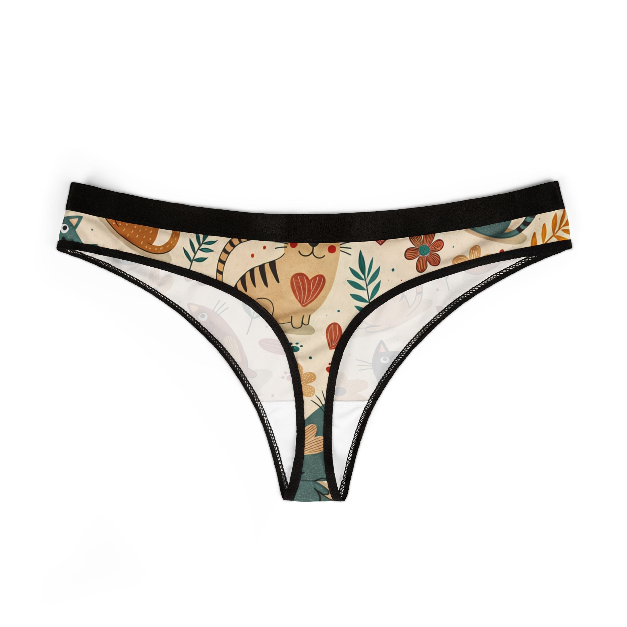 Women's thongs cute cats doodle