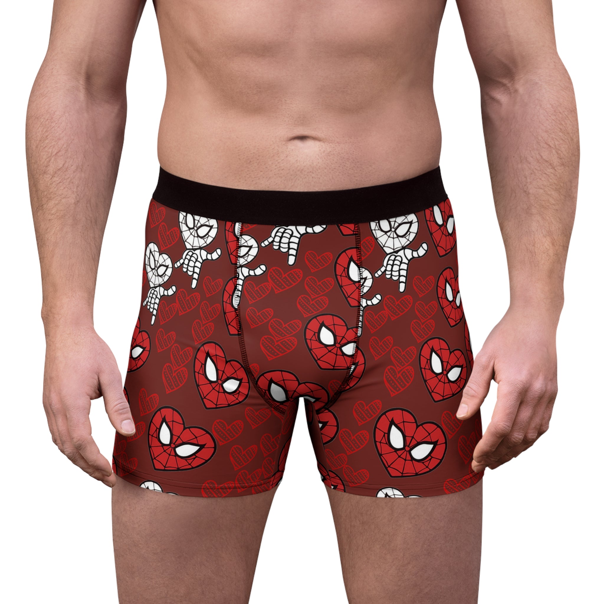 Men's boxer briefs spider heart kiss red