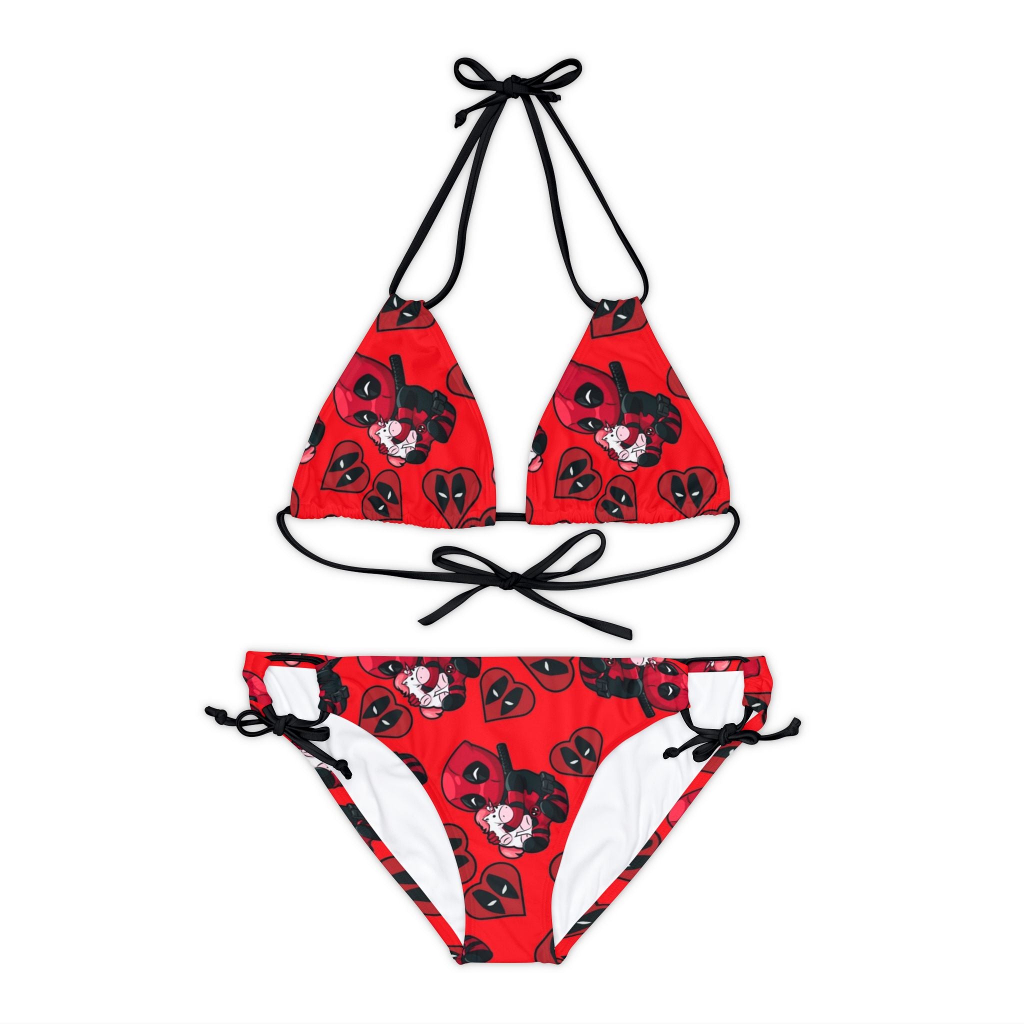 Strappy bikini set deadpool unicorn hearts valentine love red