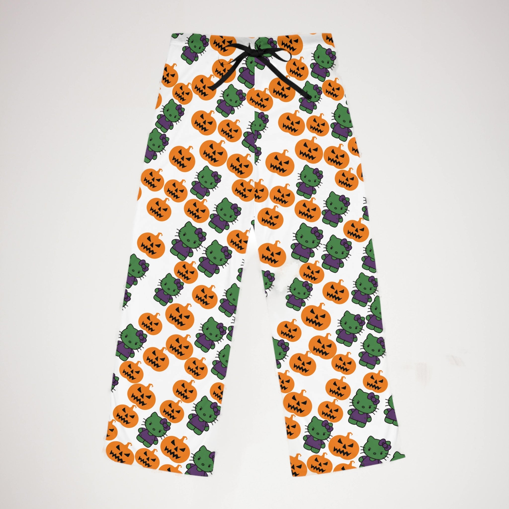 Women's pajama pants Kitty frankenstein pumpkin white