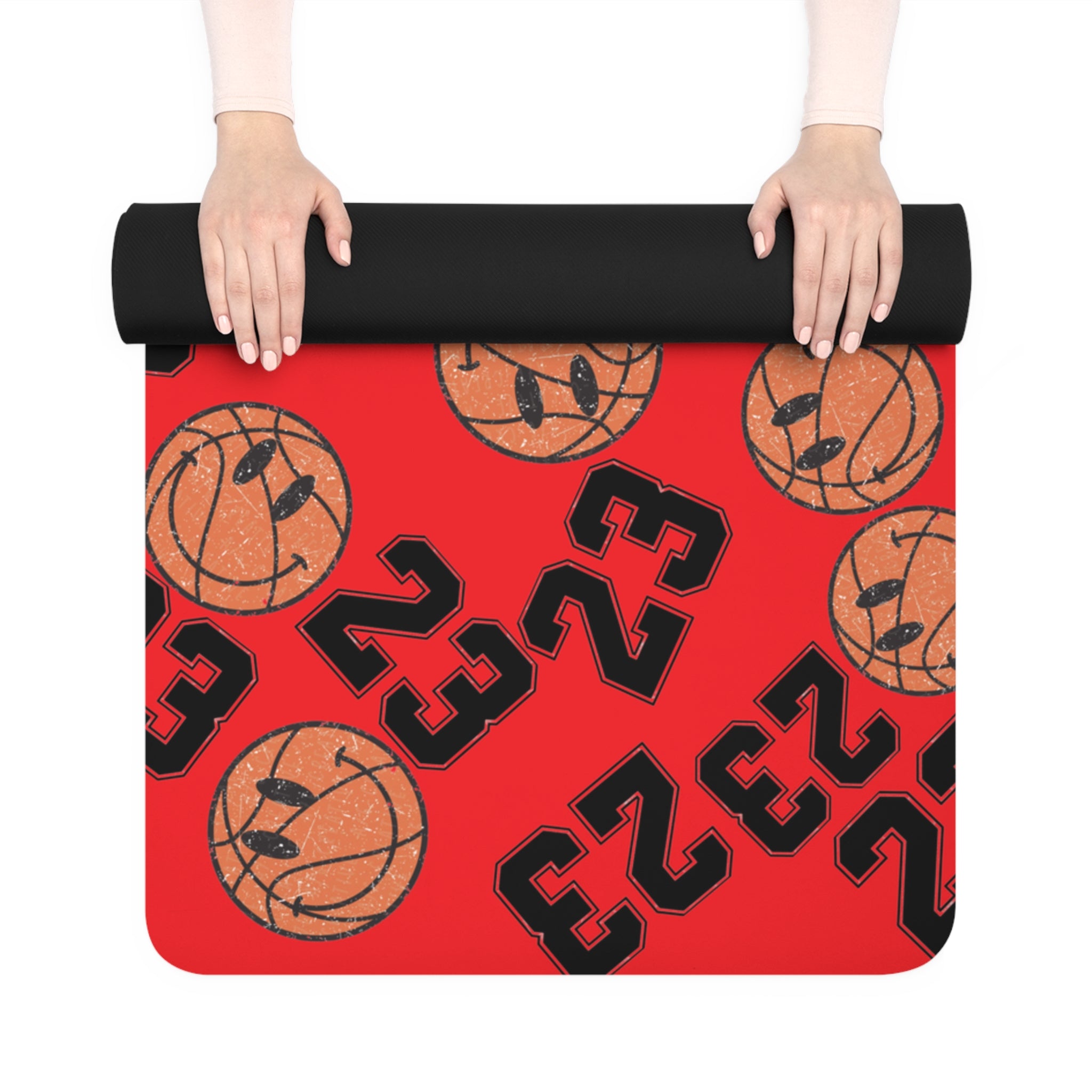 Rubber yoga mat number   basketball red