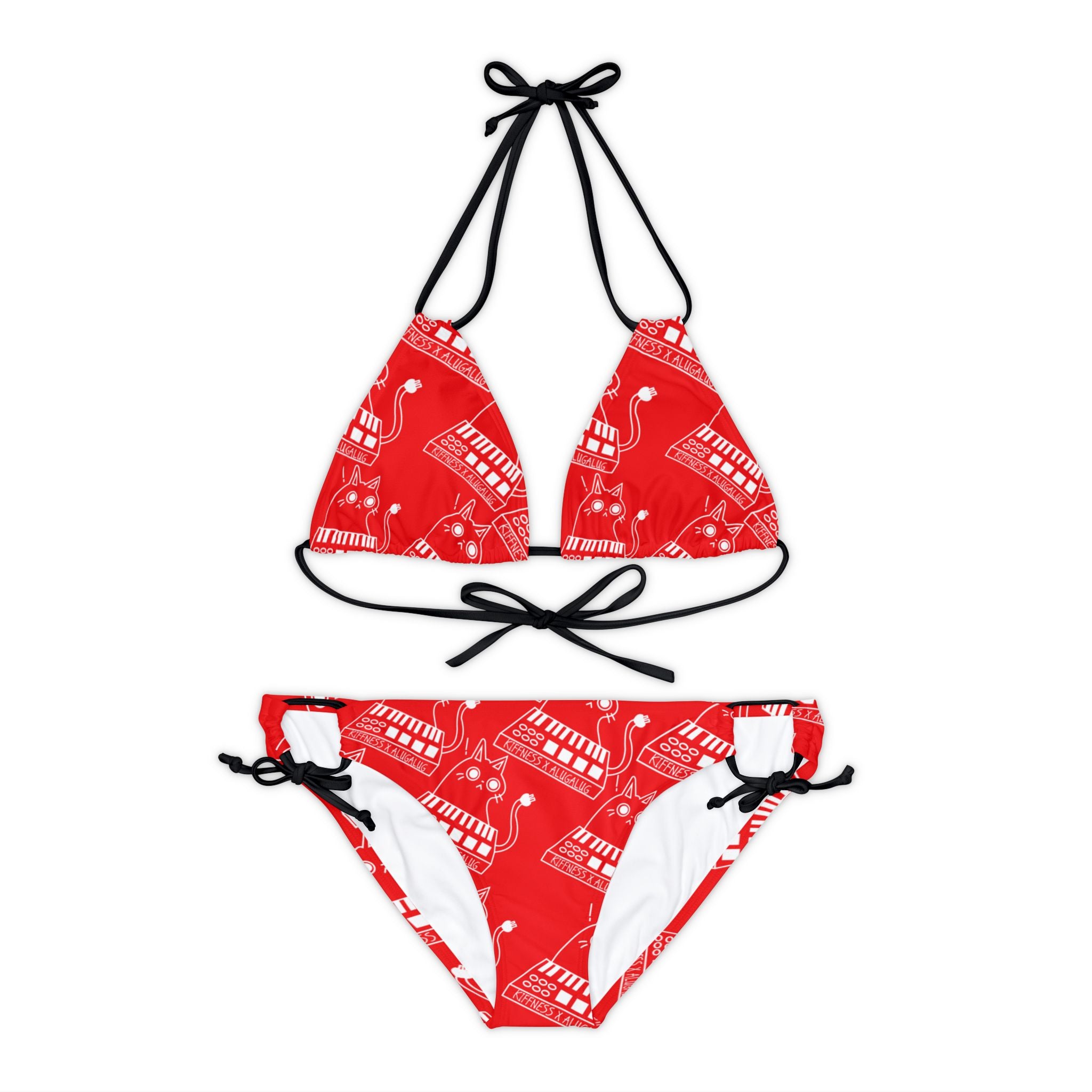 Strappy bikini set eating the cats meow meow the kiffness red