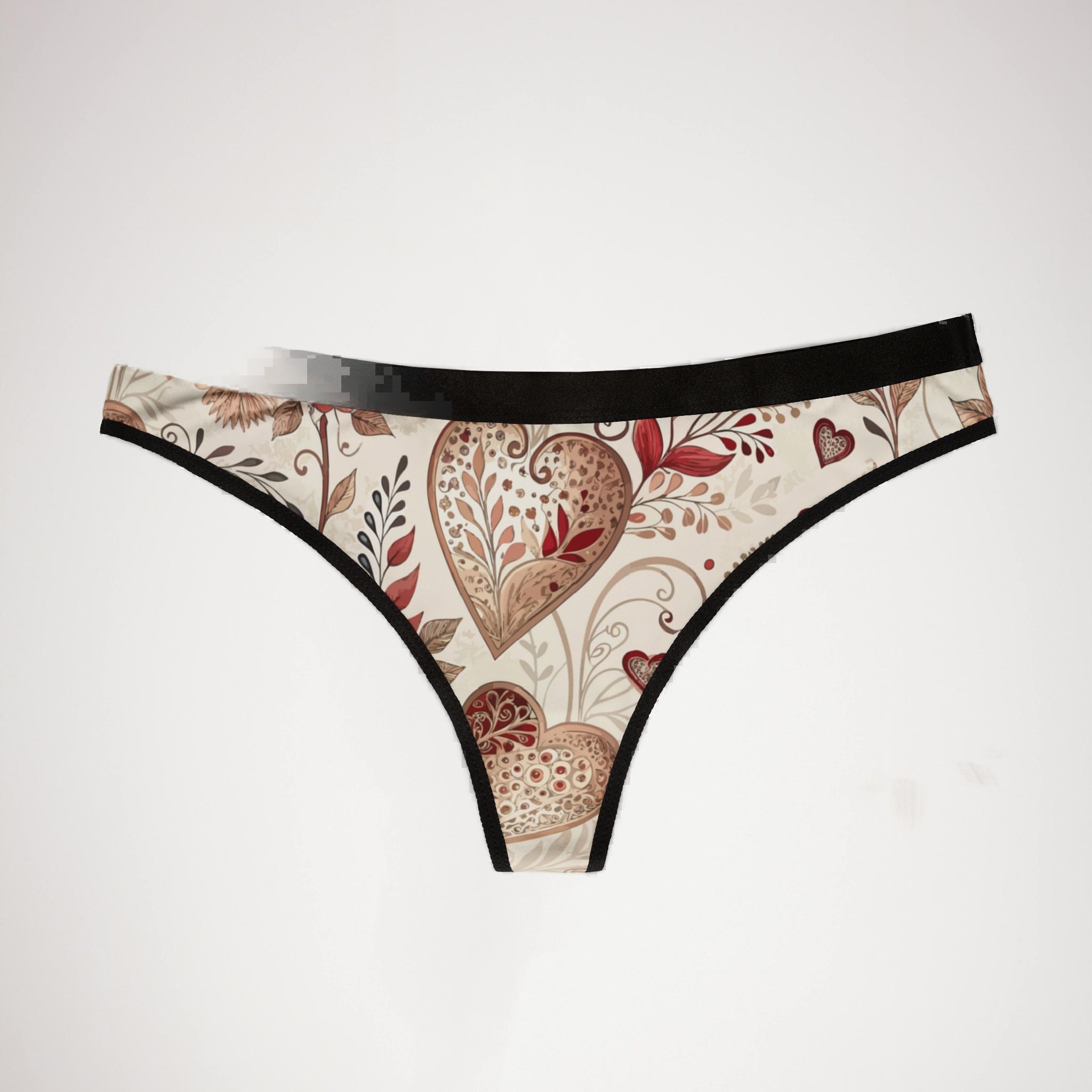 Women's thongs valentine heart retro two