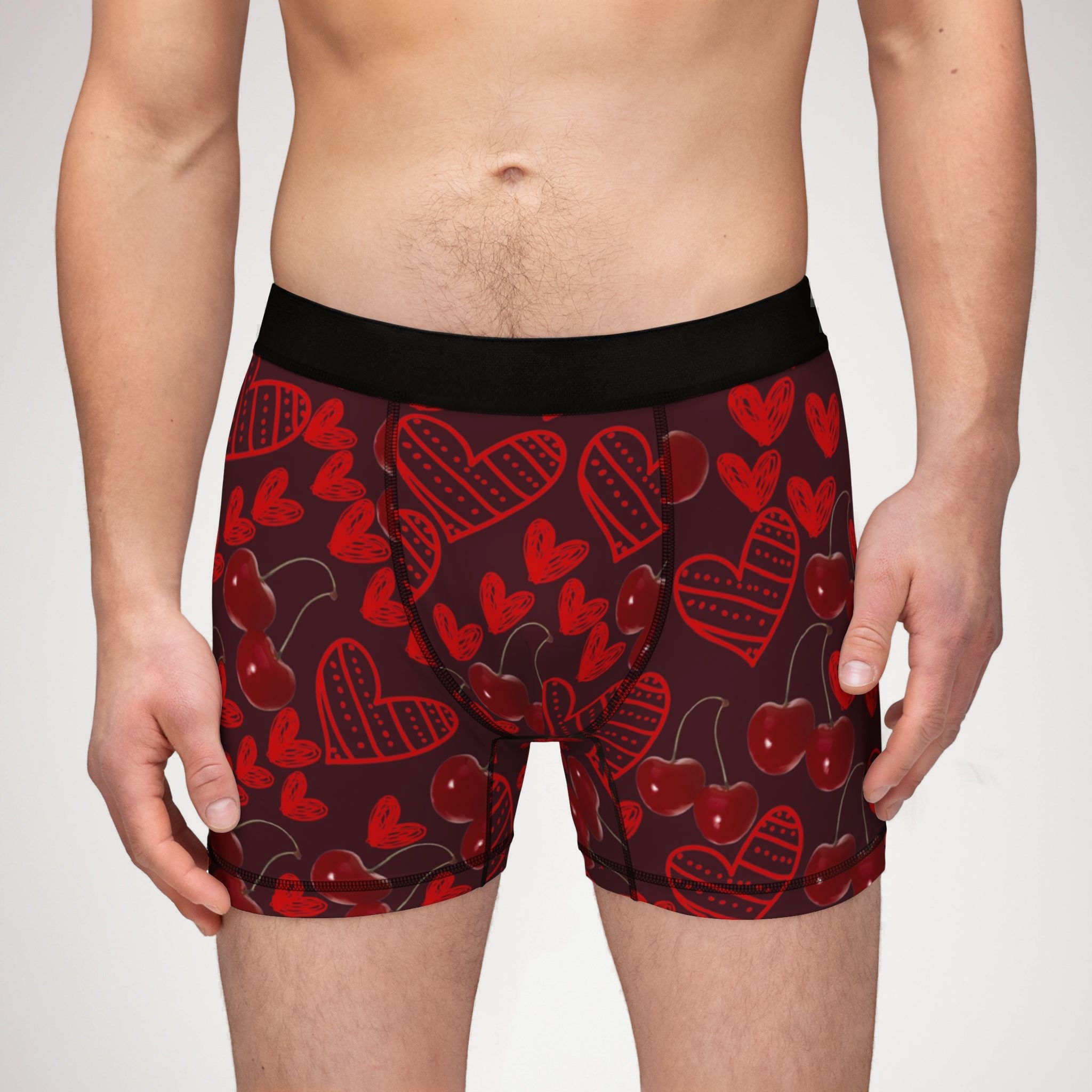 Men's boxers cherry and 2 sweet hearts red