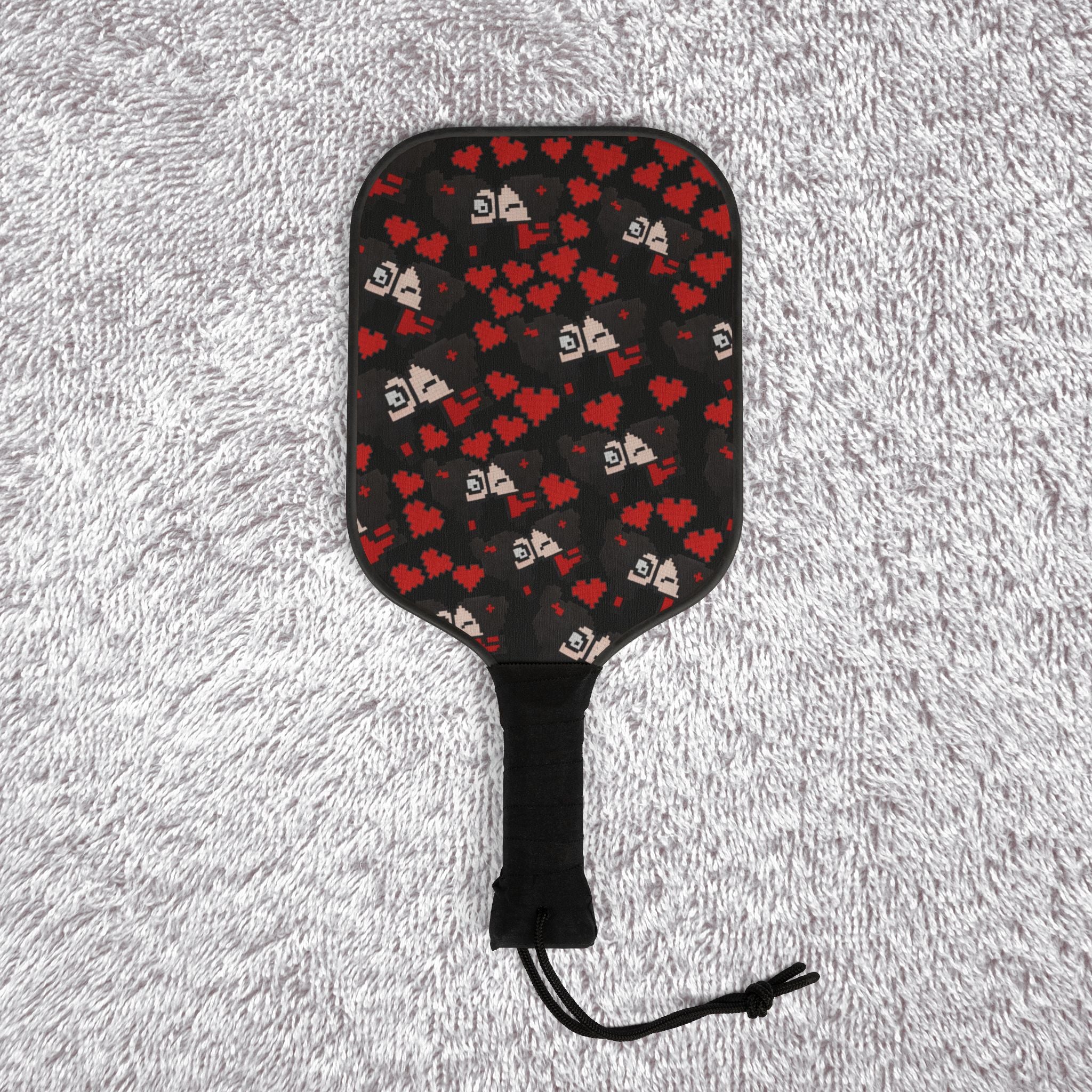 Pickleball kit (2 paddles + 2 balls + transparent bag) pixel pucca kiss heart black