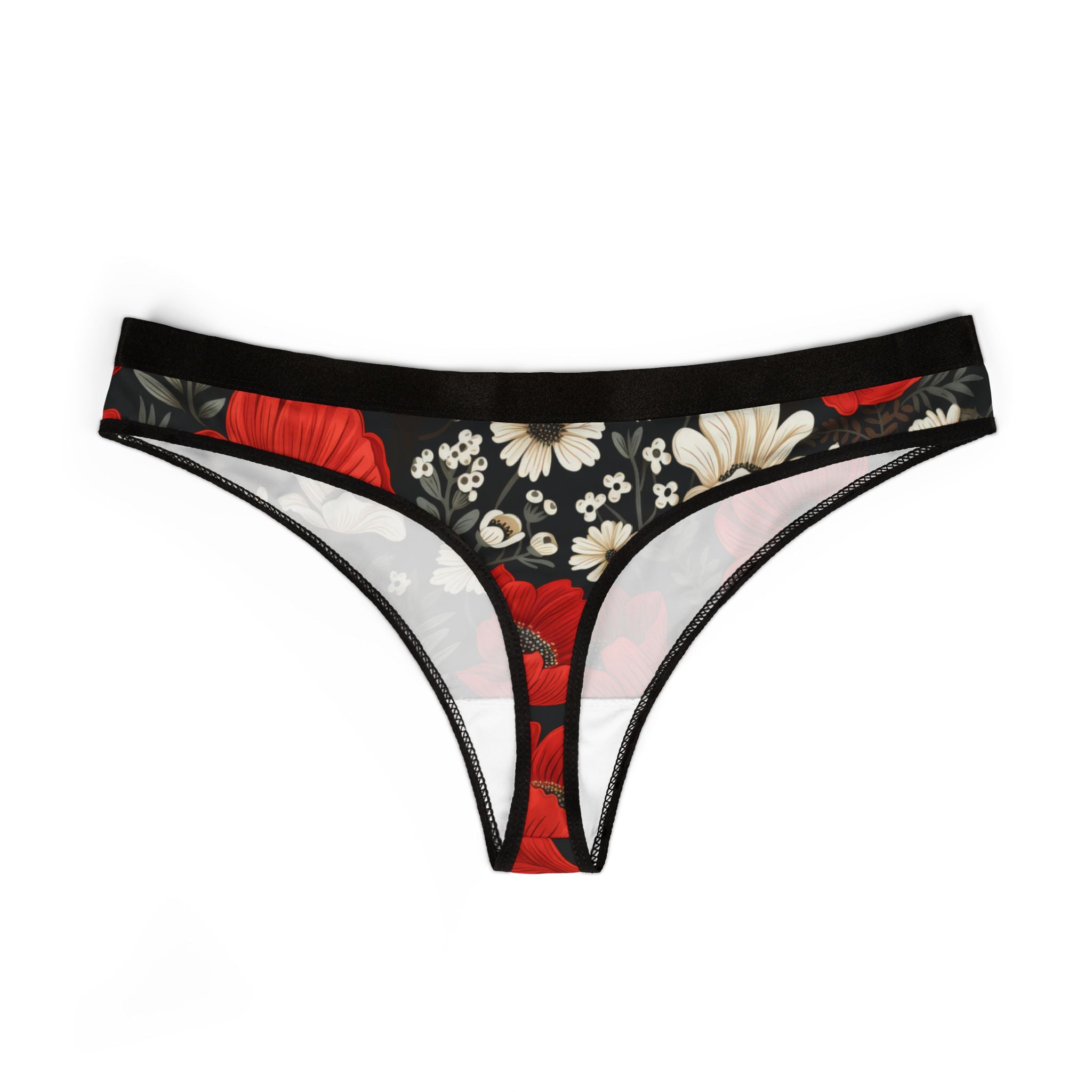 Women's thongs cute red flowers