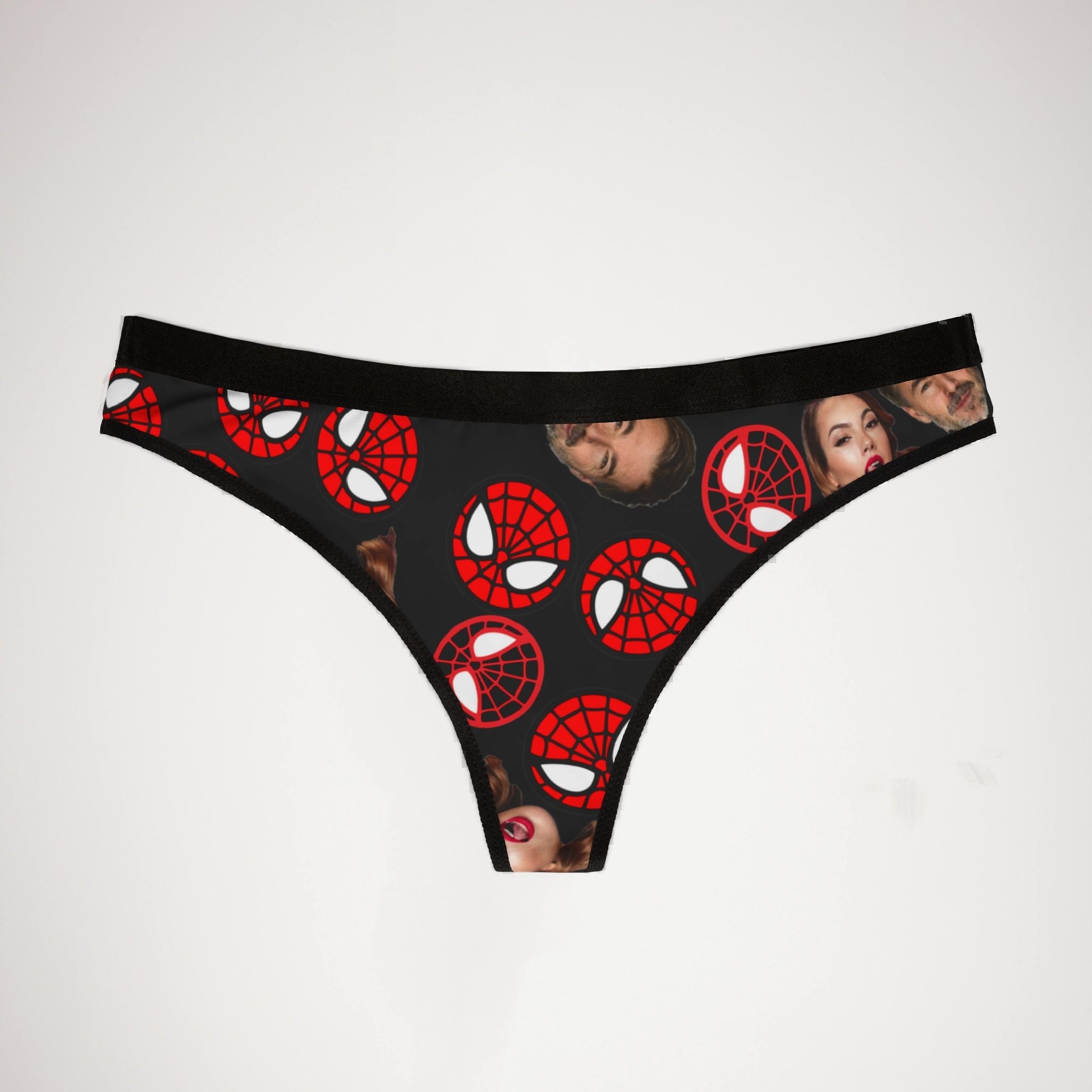 Women's thongs spider circle his her faces black