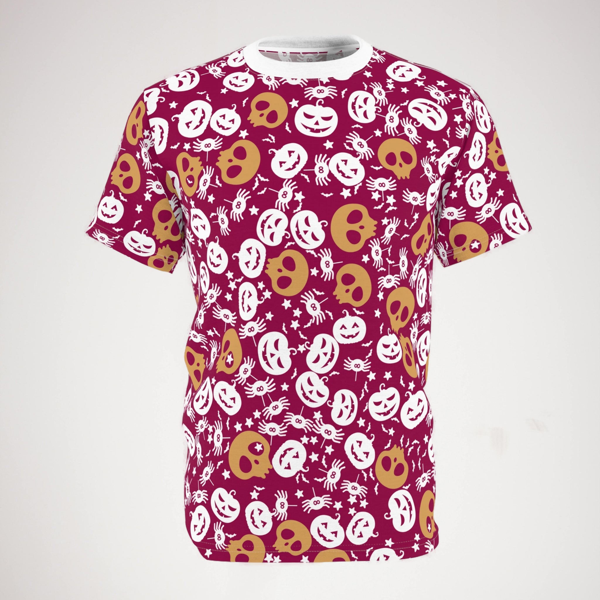 Unisex cut & sew tee halloween pumpkin spider web berry