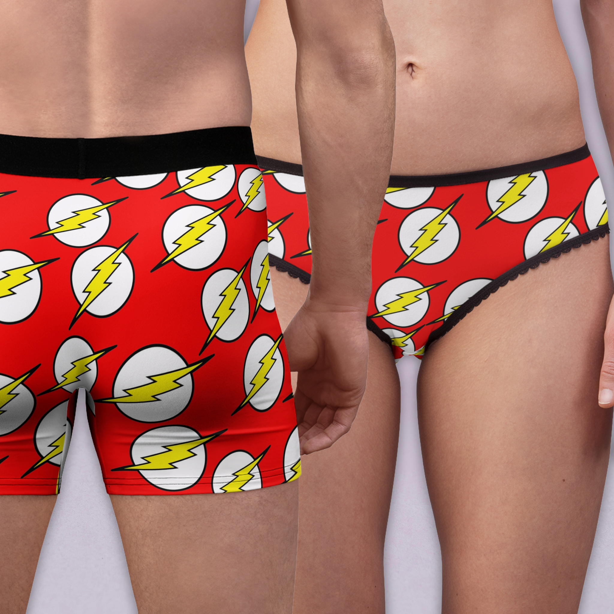 Couples matching shazam flash underwear set boxer & briefs