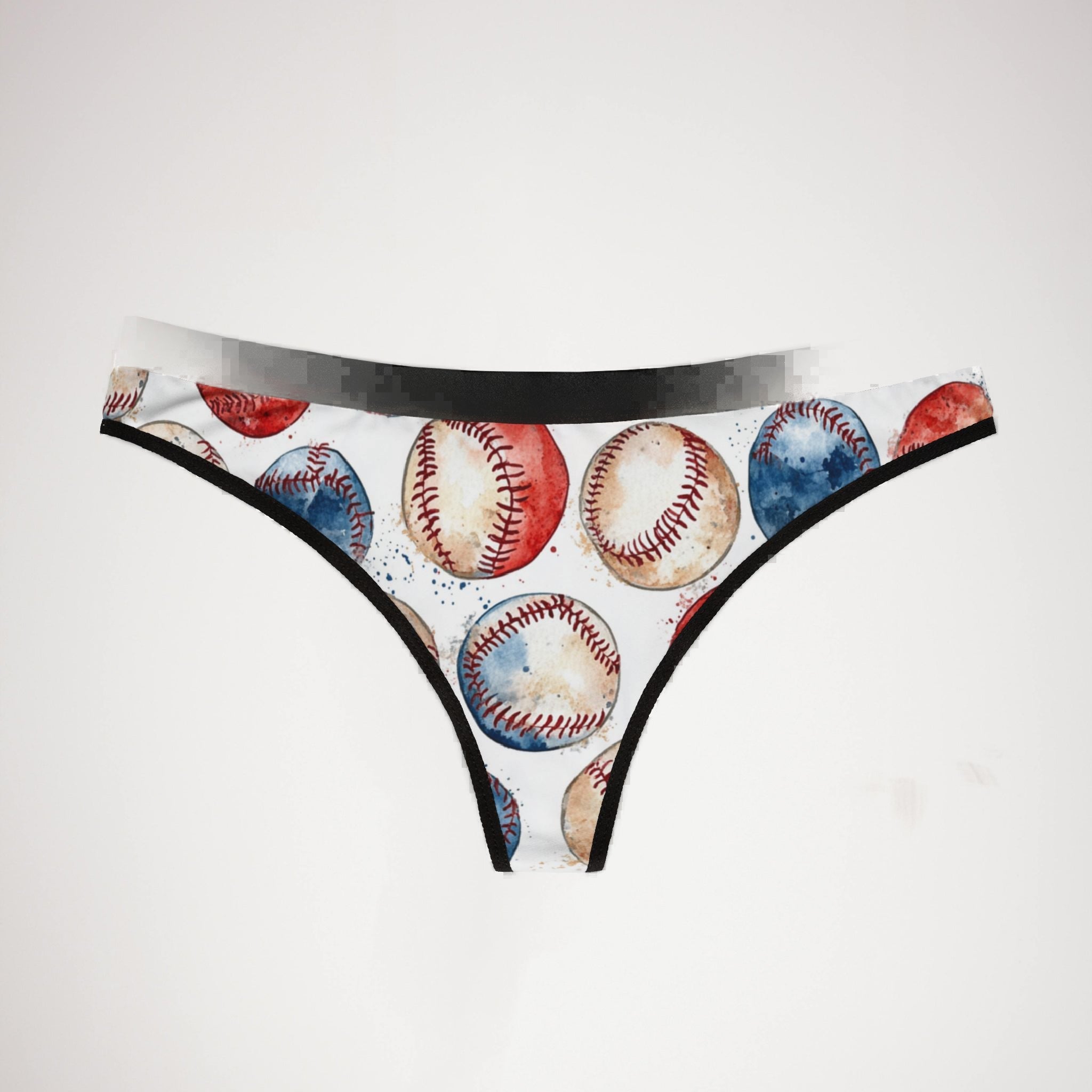 Women's thongs watercolor baseball one