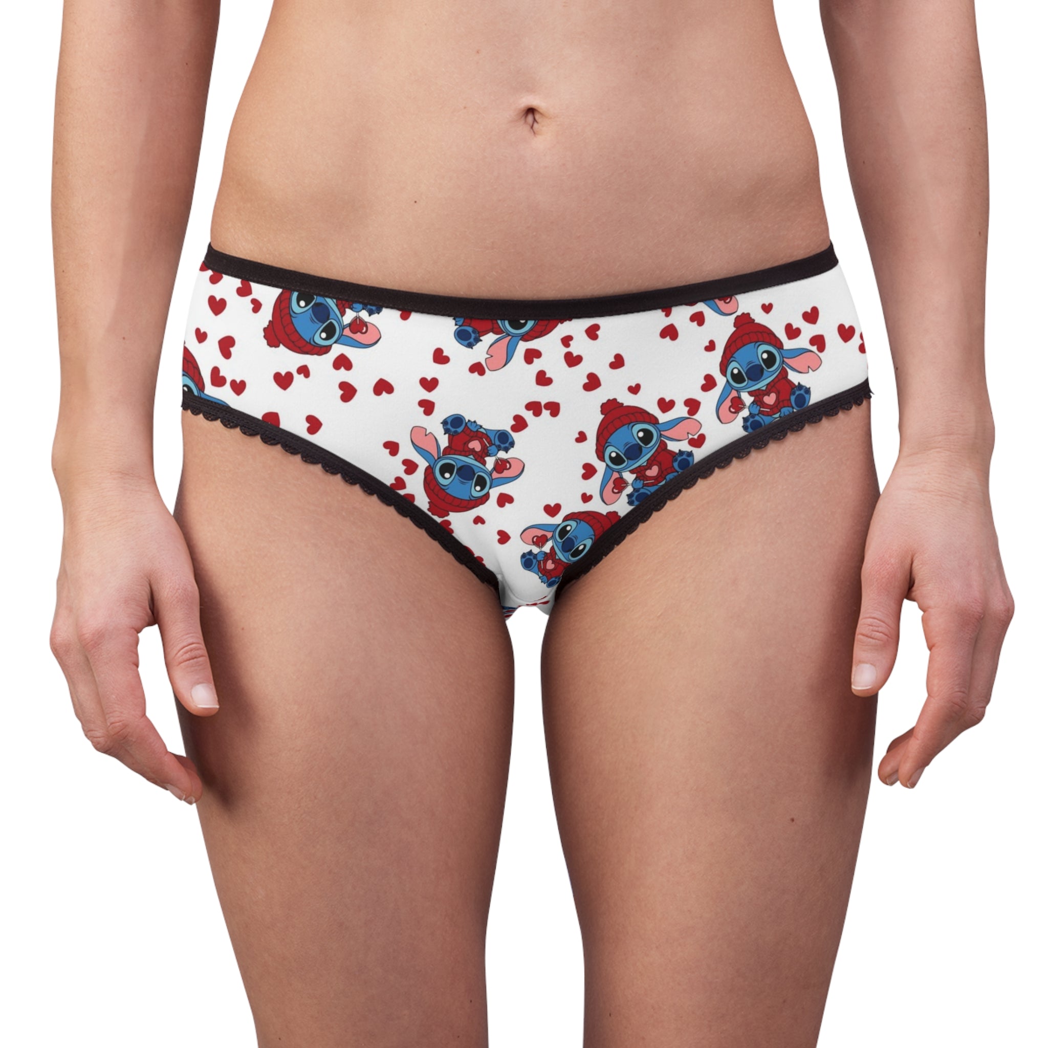 Women's briefs stitch valentine cream heart white