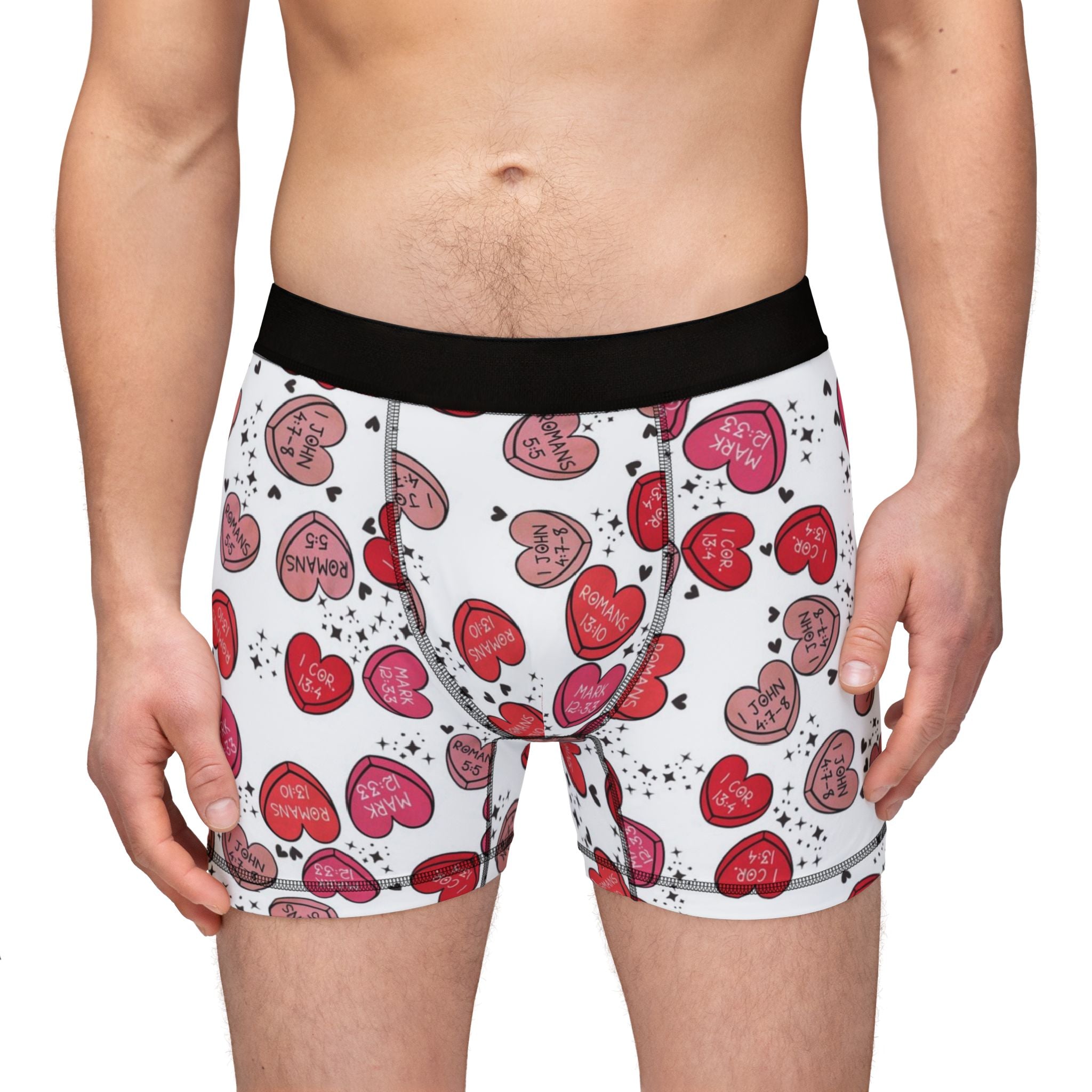 Men's boxers christian valentine sweet hearts white