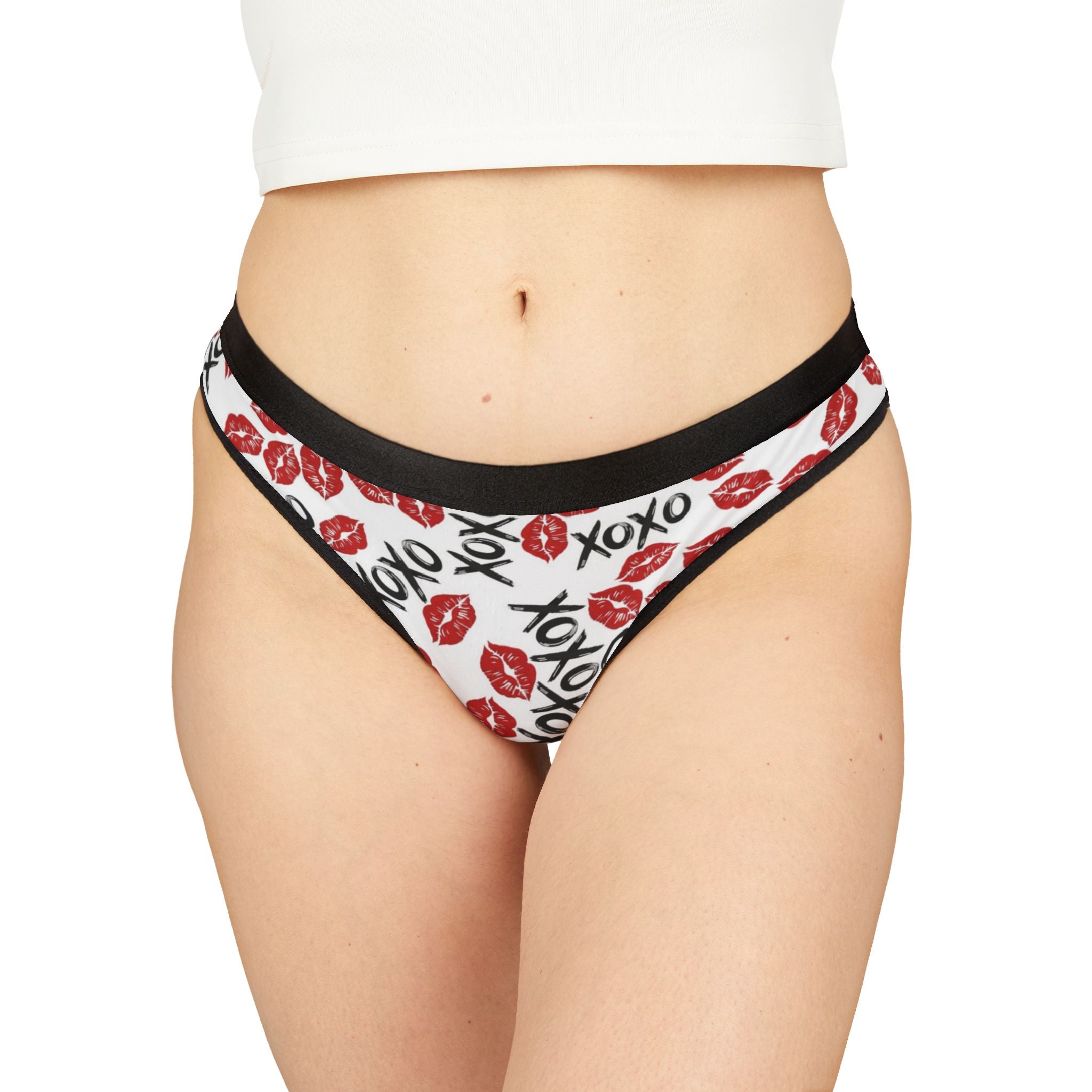 Women's thongs xoxo kiss valentine white