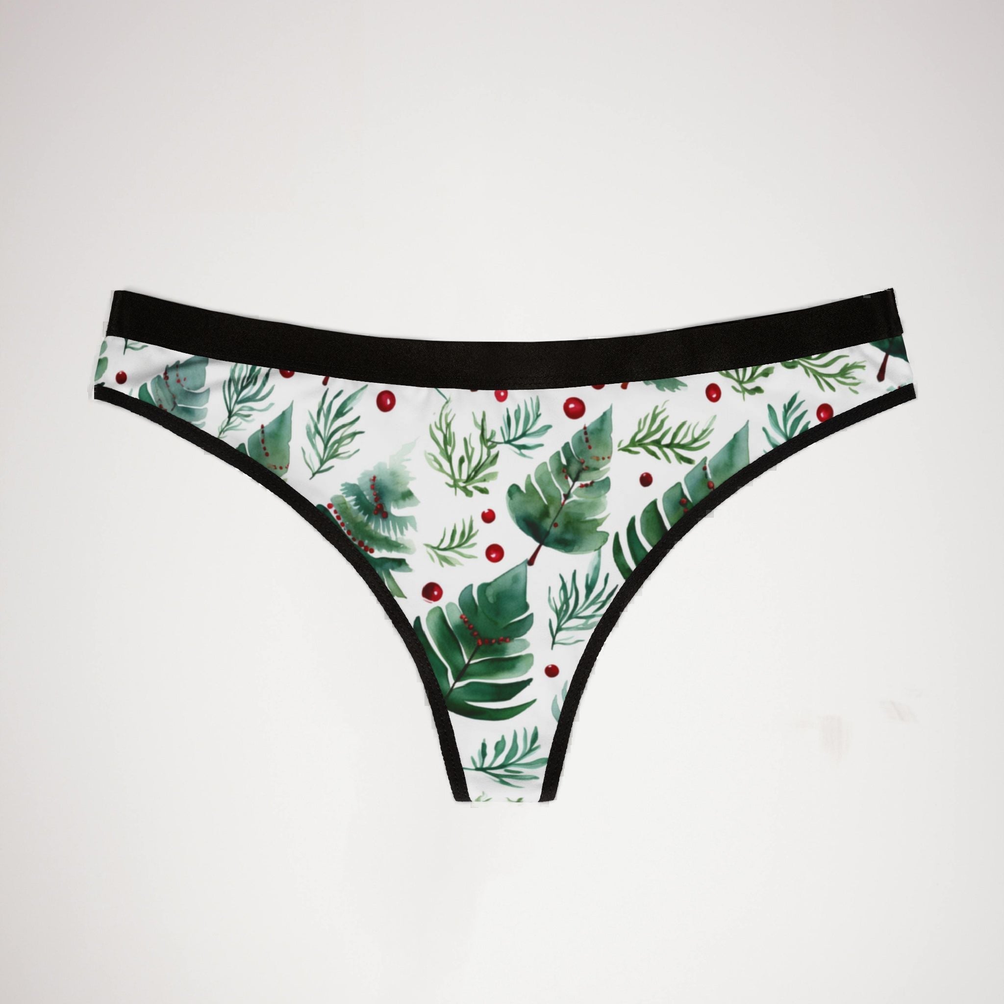 Women's thongs watercolor christmas one