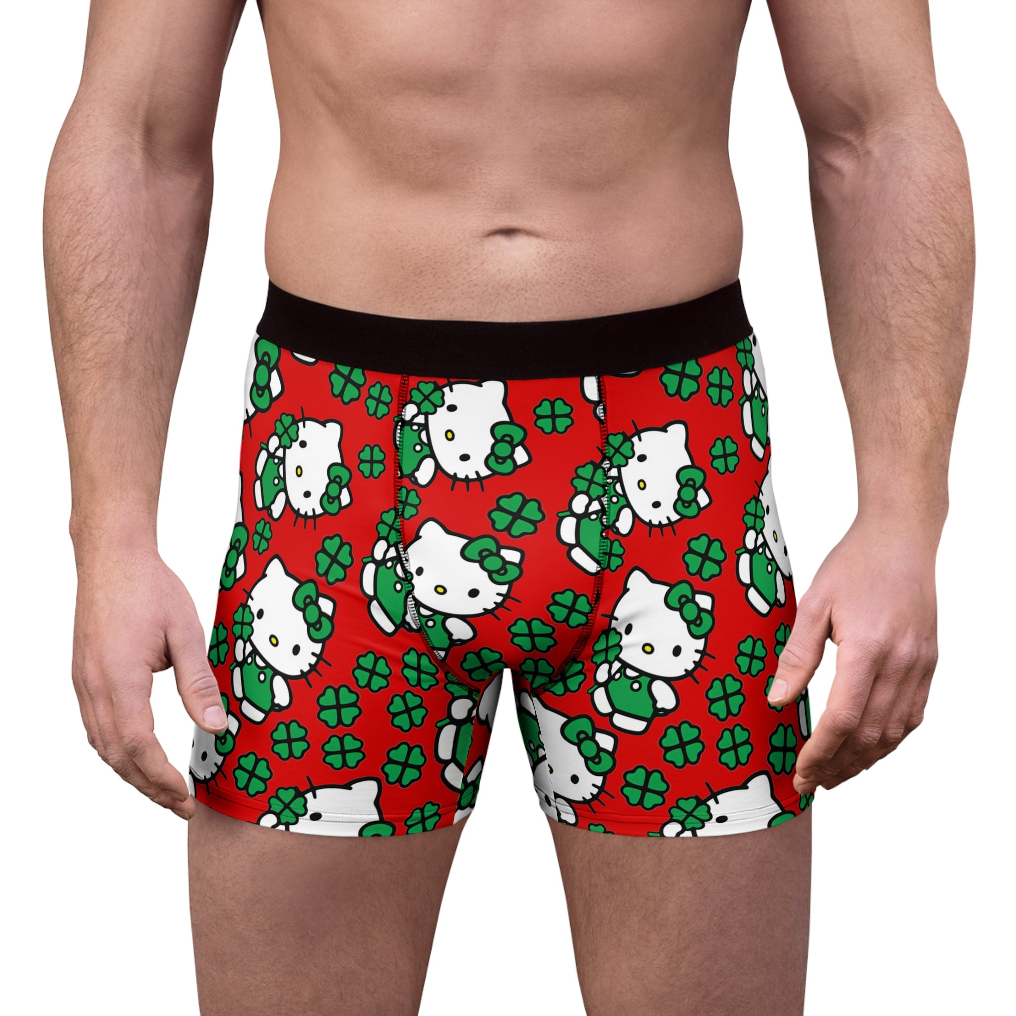 Men's boxer briefs kitty saint patrick lucky red