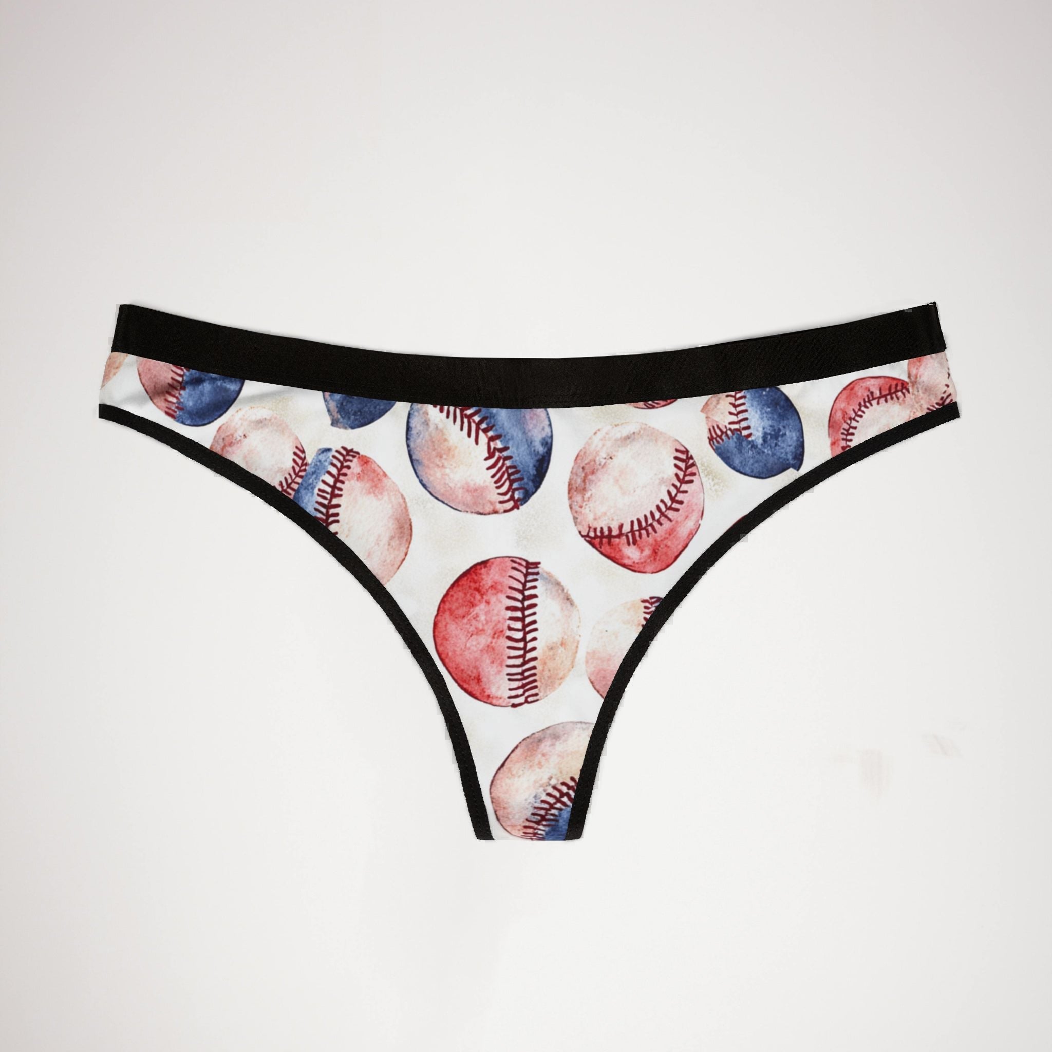 Women's thongs watercolor baseball one