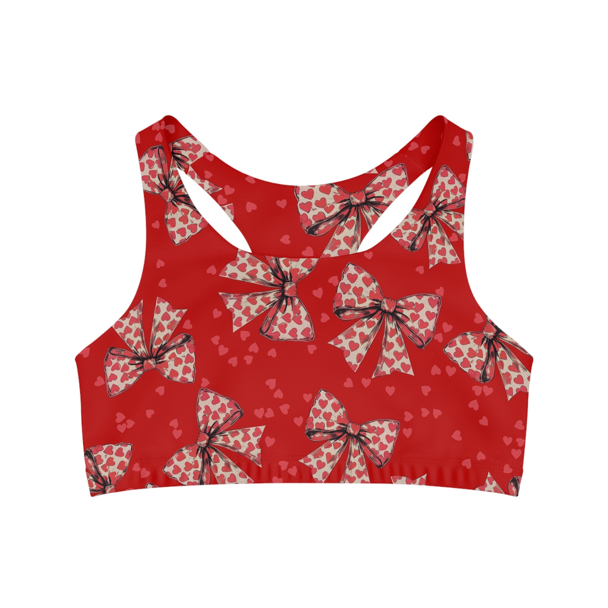 Sports bra valentine s day heart coquette bow red