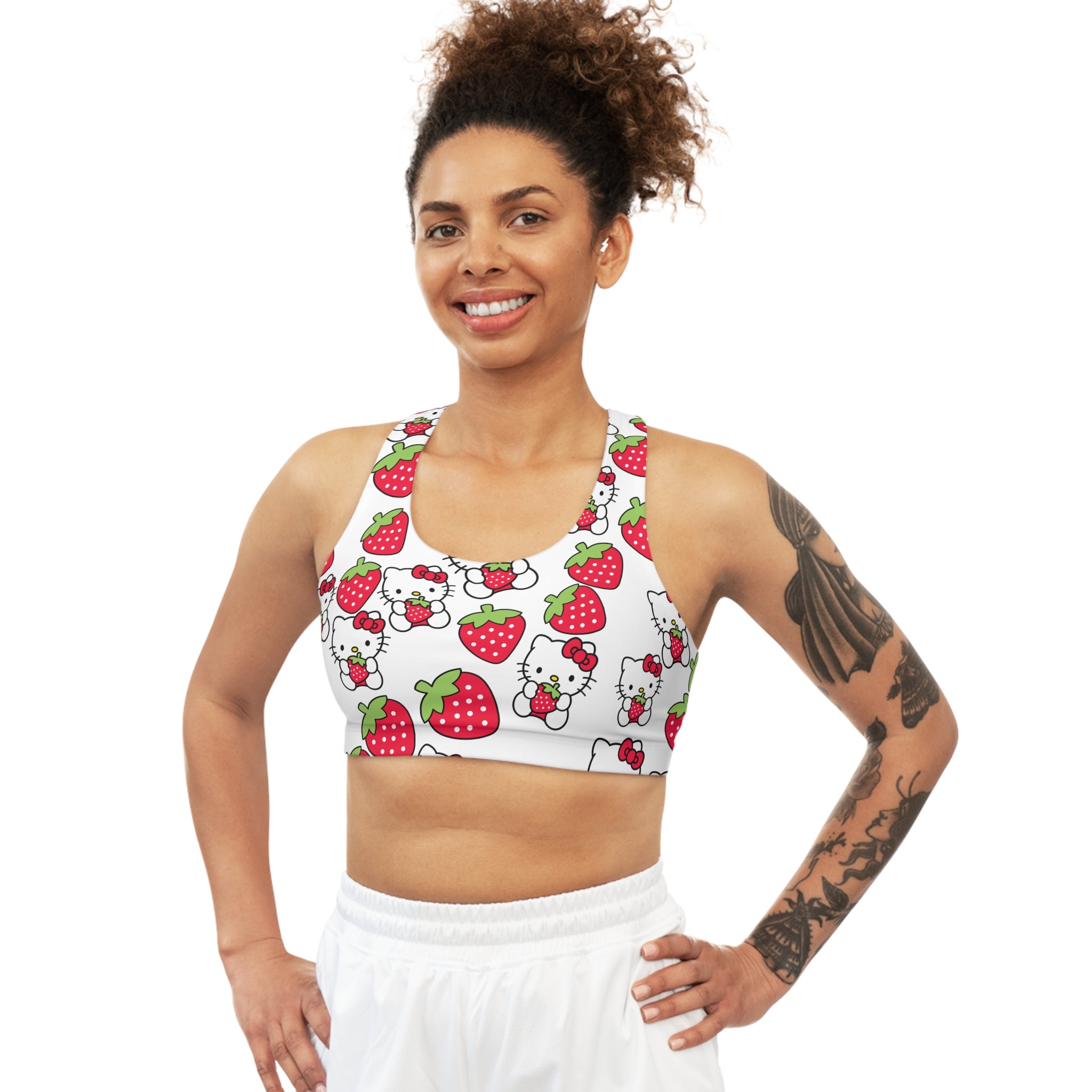 Sports bra kitty strawberry valentine love white