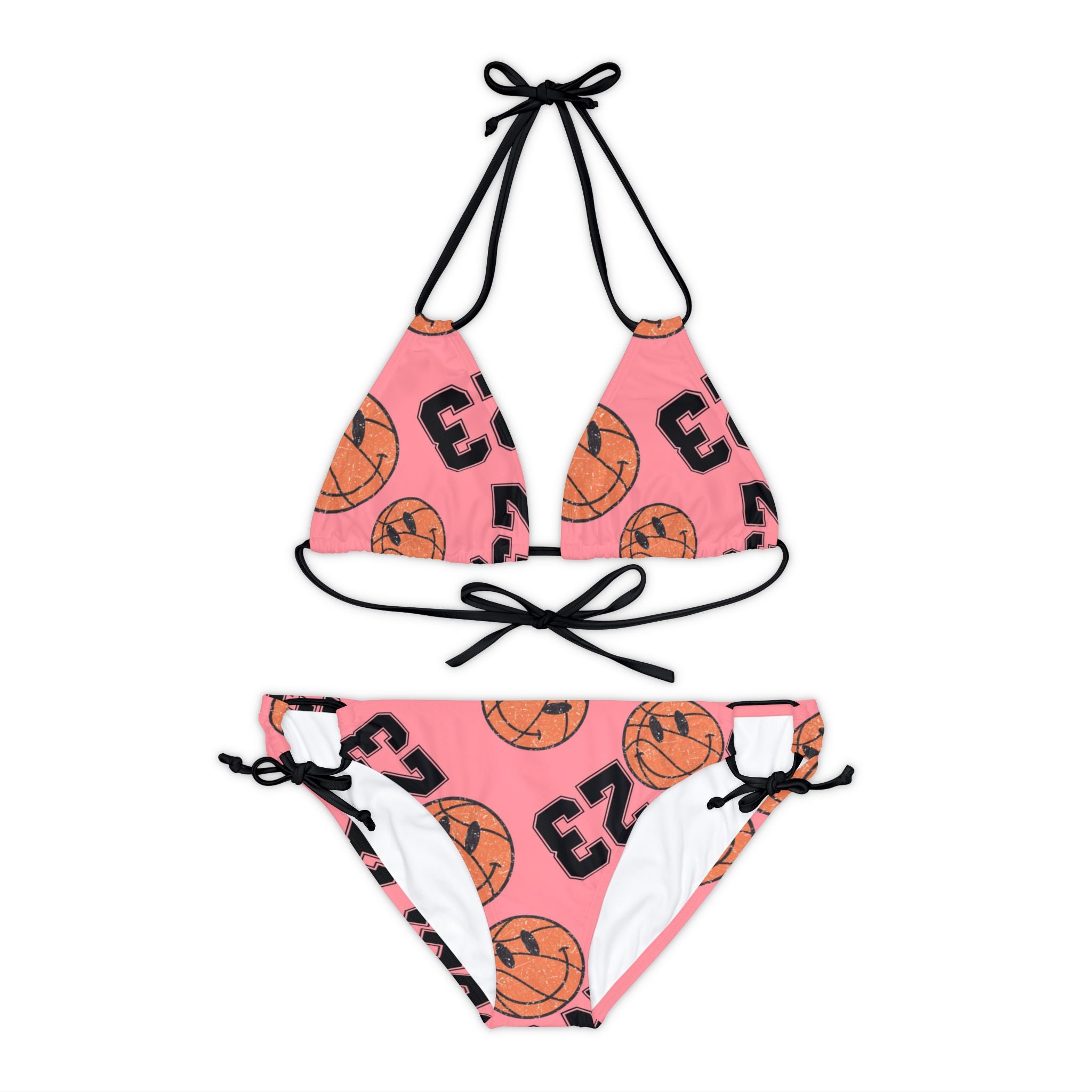 Strappy bikini set number   basketball pink