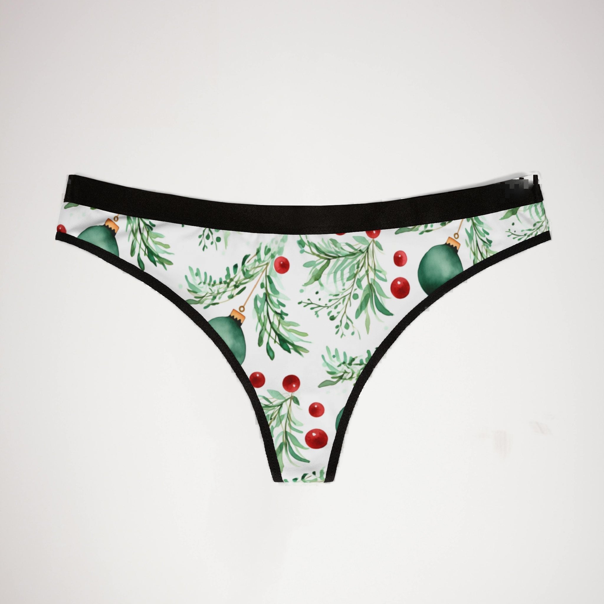 Women's thongs watercolor christmas
