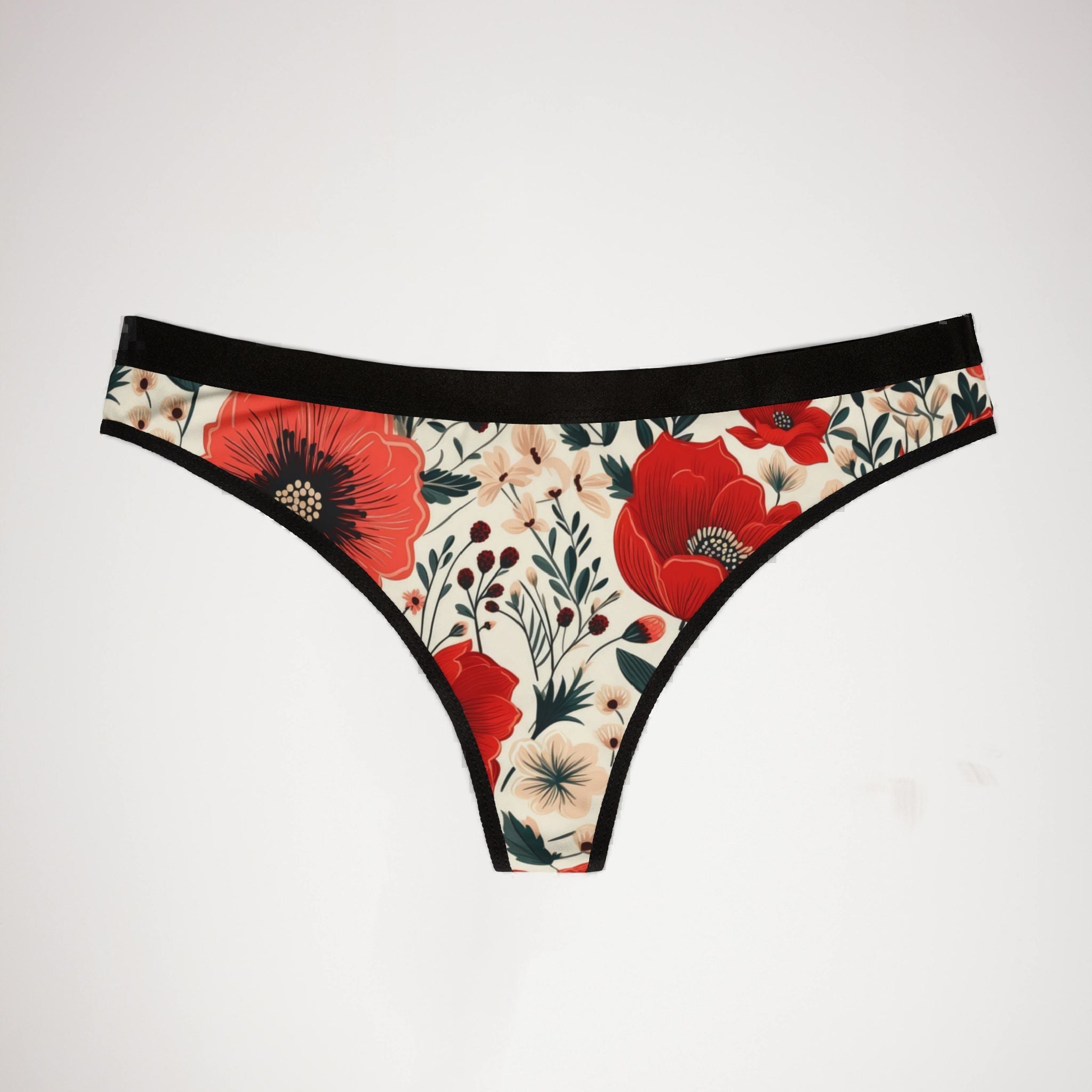Women's thongs cute red flowers