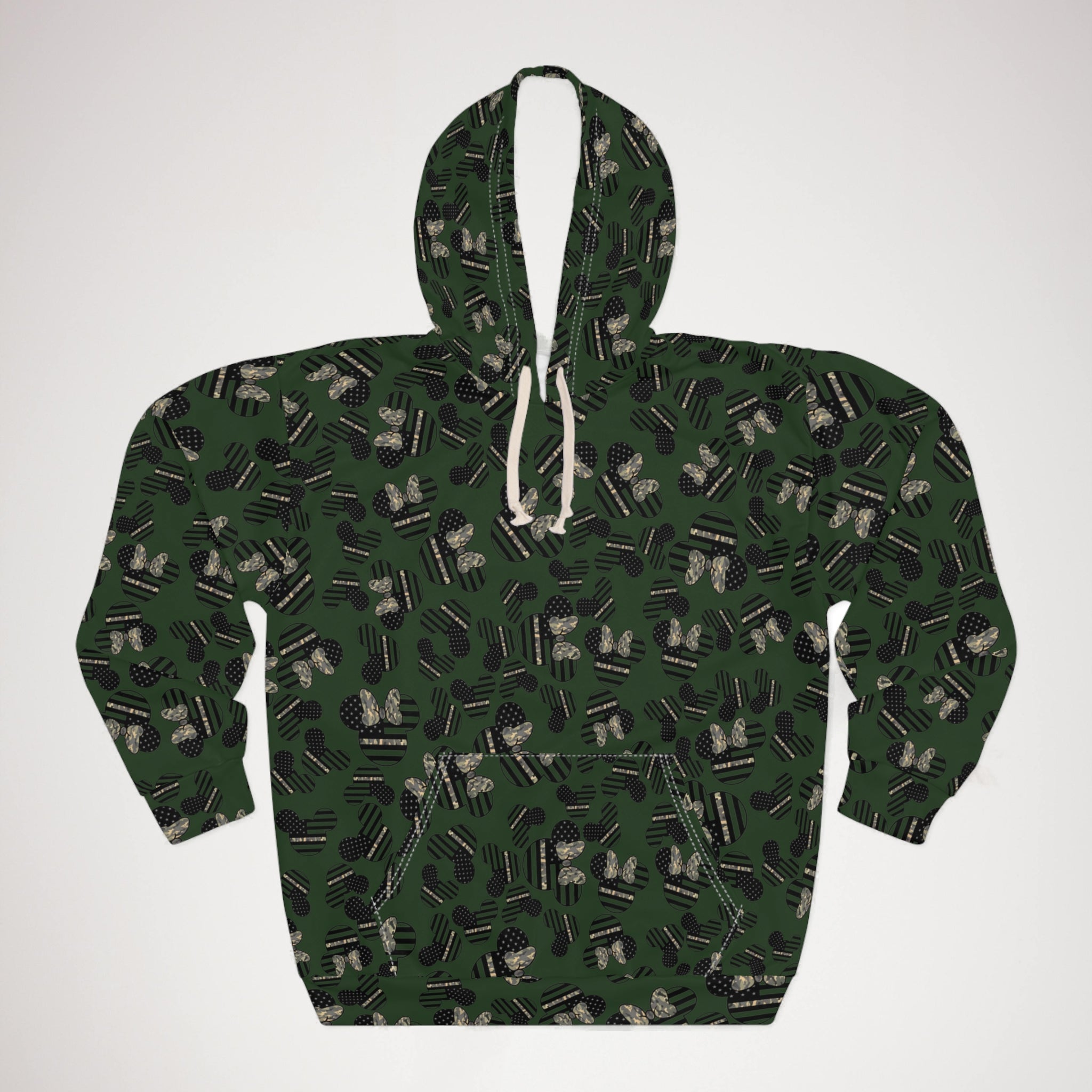 Unisex pullover hoodie veterans day mickey minnie green