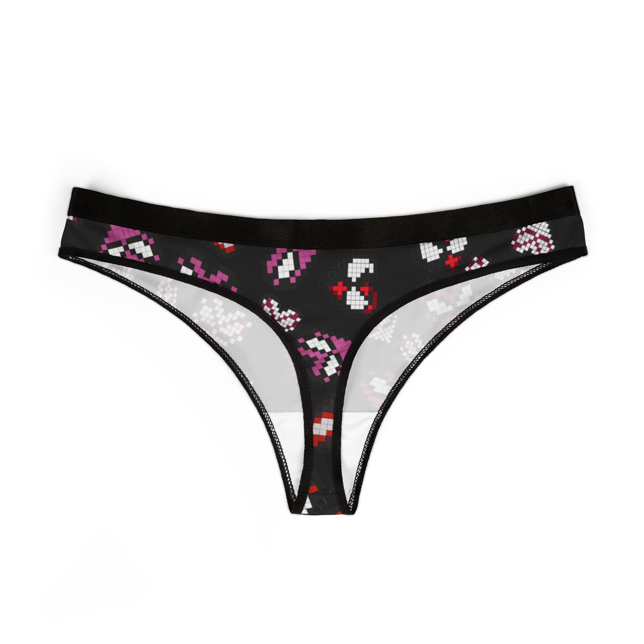 Women's thongs spider hearts pixel black