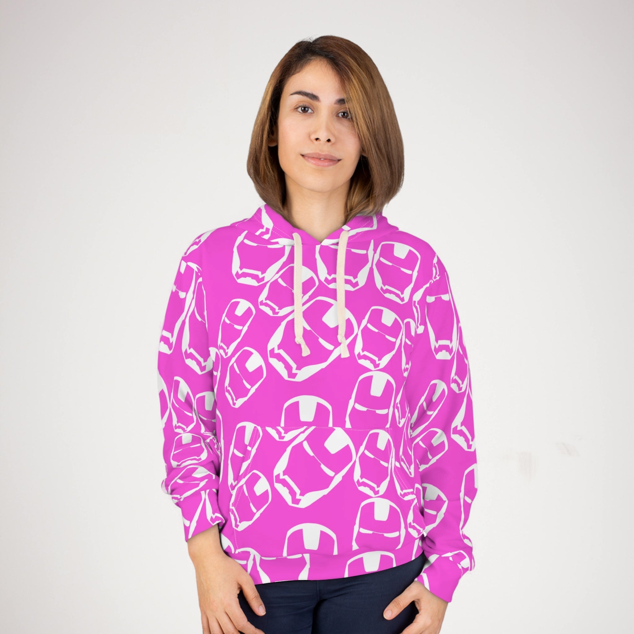 Unisex pullover hoodie iron man pink