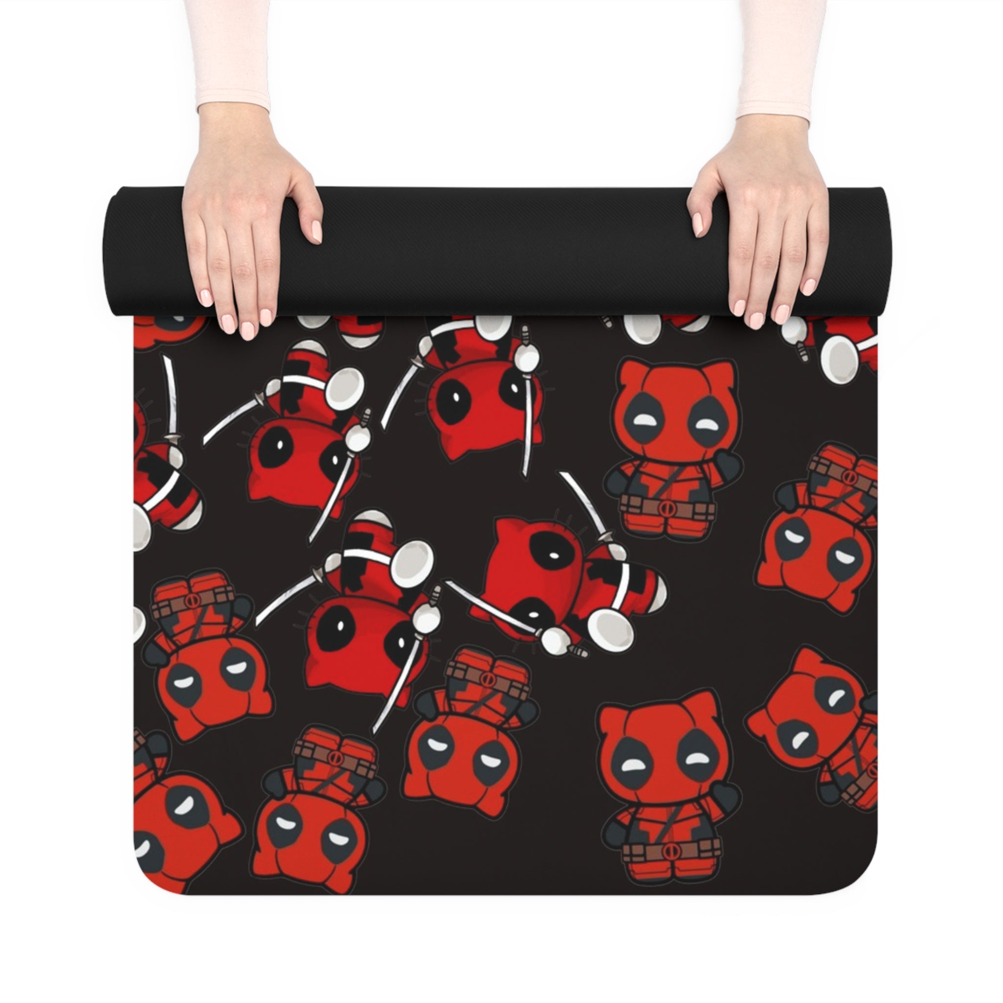 Rubber yoga mat kitty deadpool black