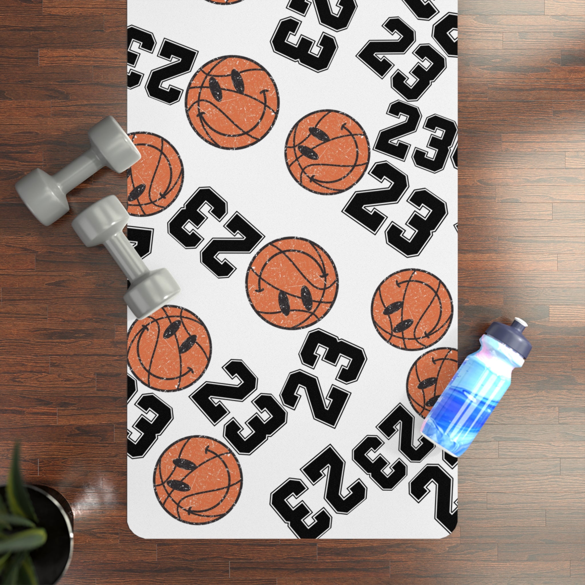 Rubber yoga mat number   basketball white