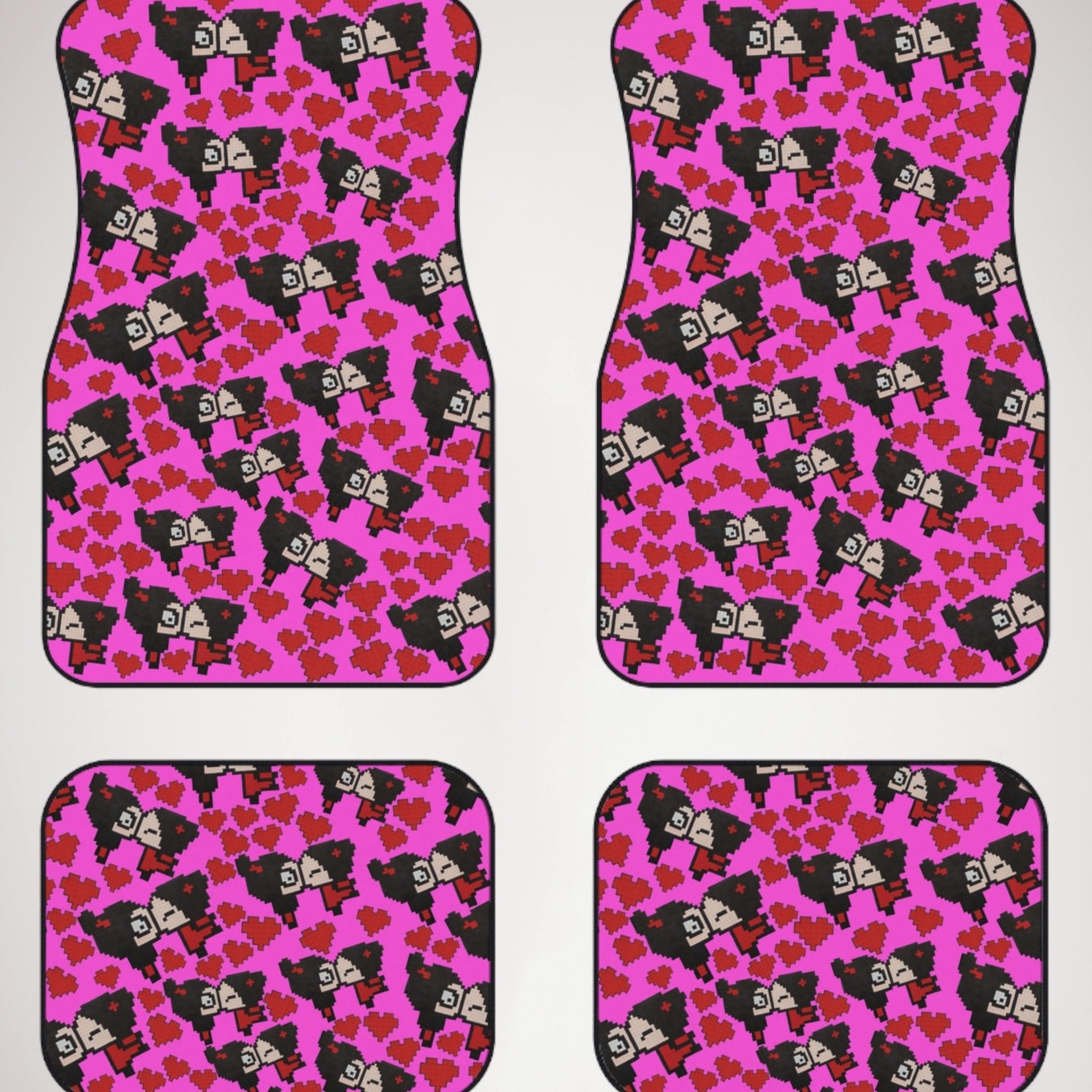 Car mats (set of 4) pixel pucca kiss heart pink