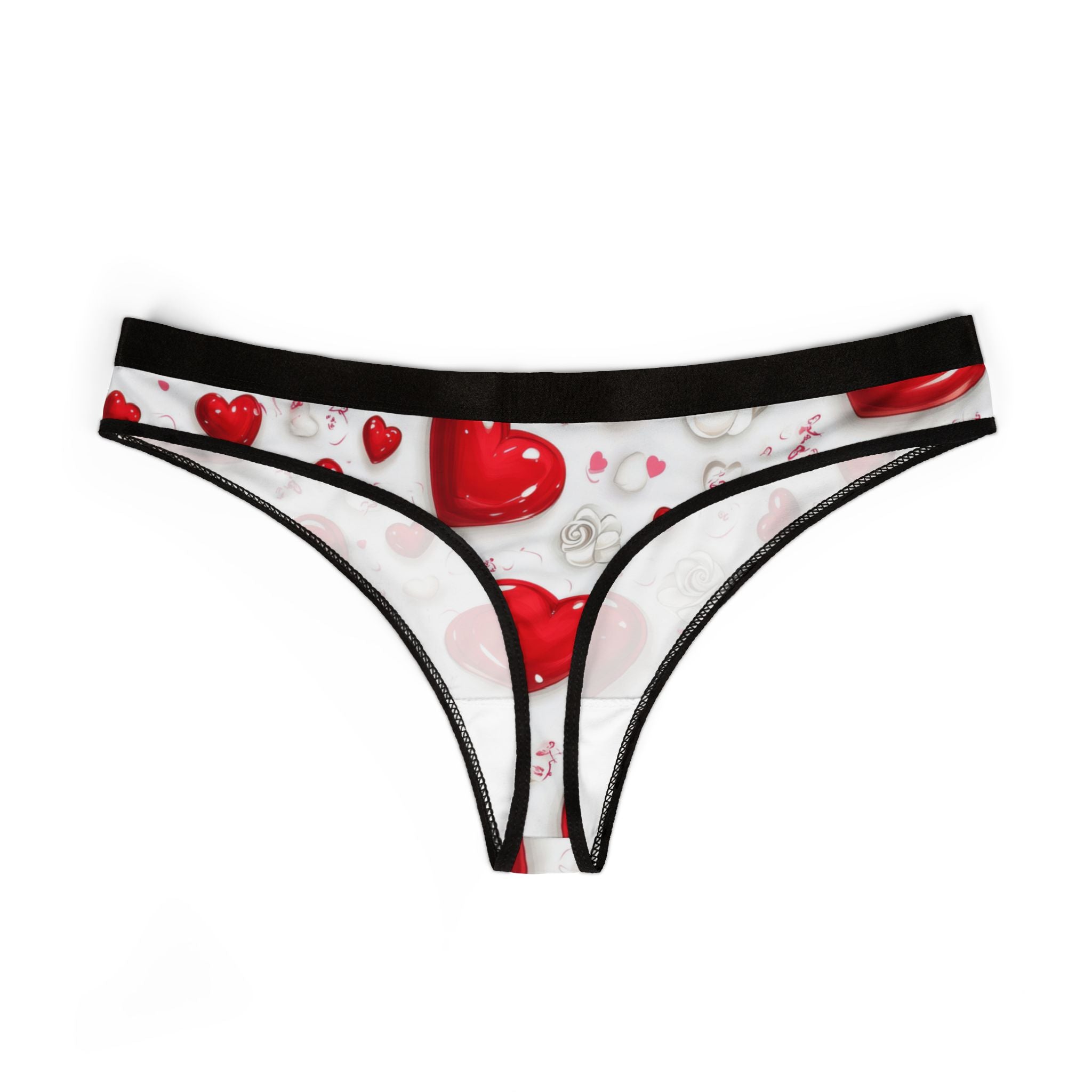 Women's thongs valentine red heart two two