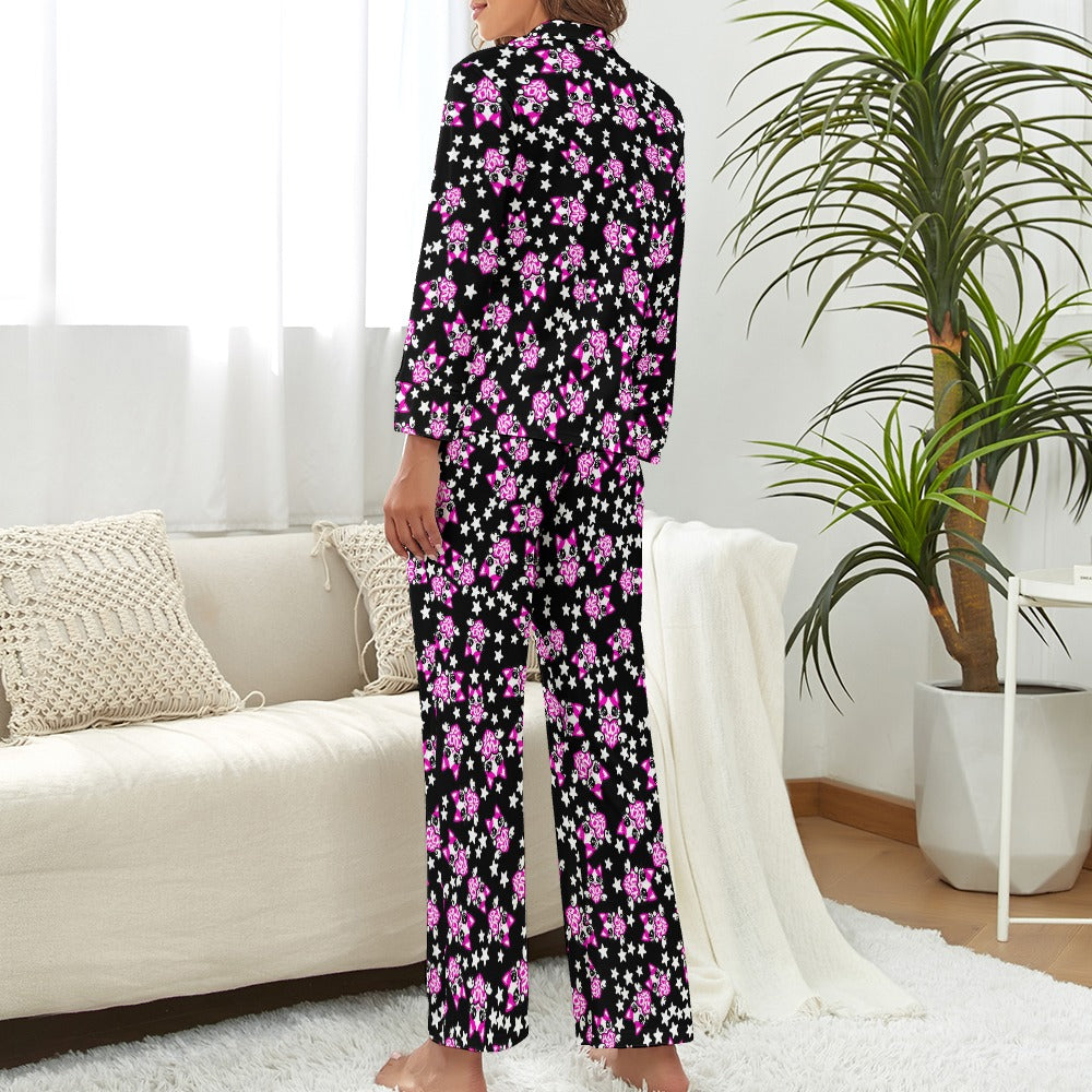 Women's Pajama Set cat fuck off black